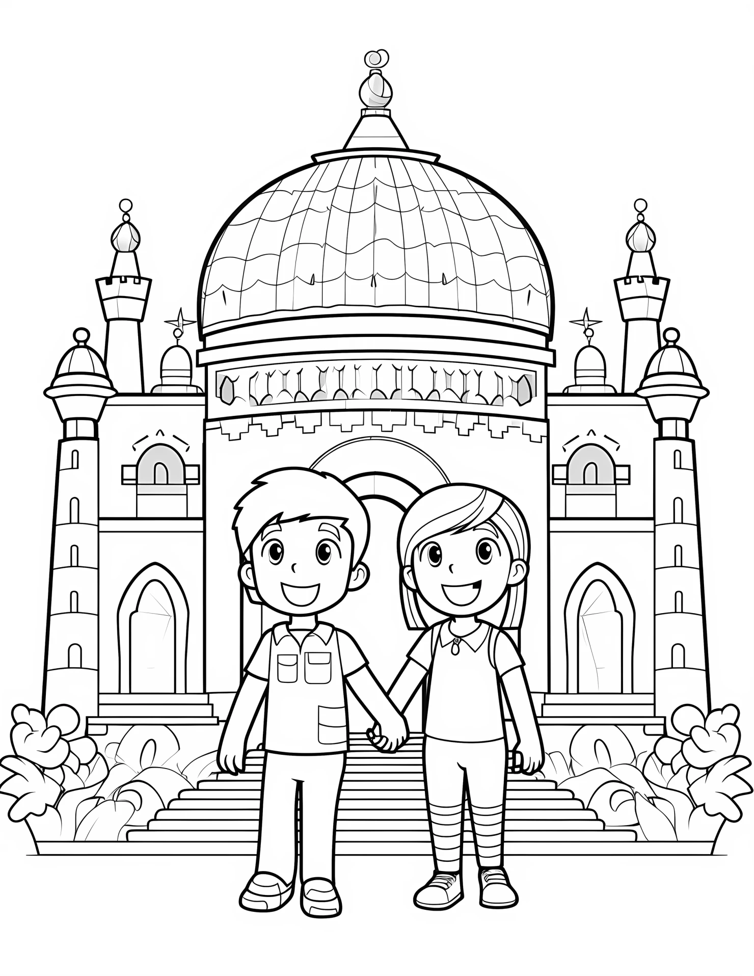Tourist attraction for kids coloring page on white color background #33125