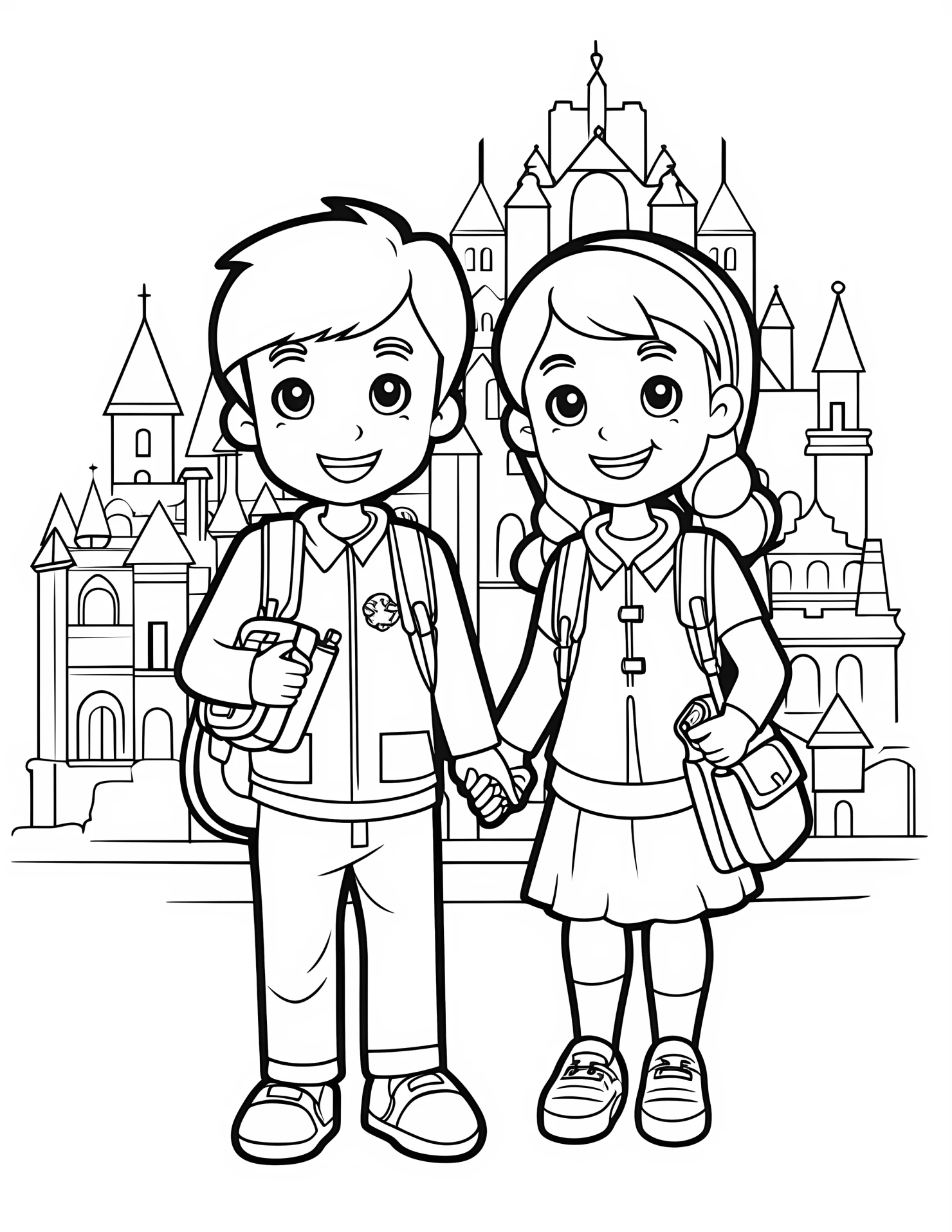 Tourist attraction for kids coloring page on white color background #33127