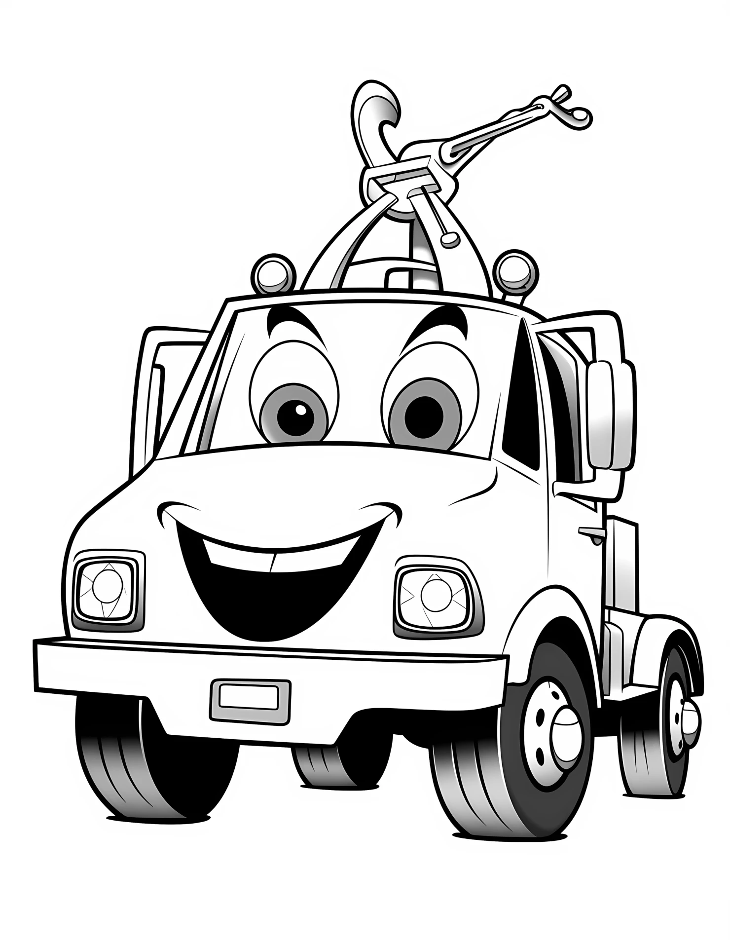 Tow truck for kids coloring page on white color background #33131
