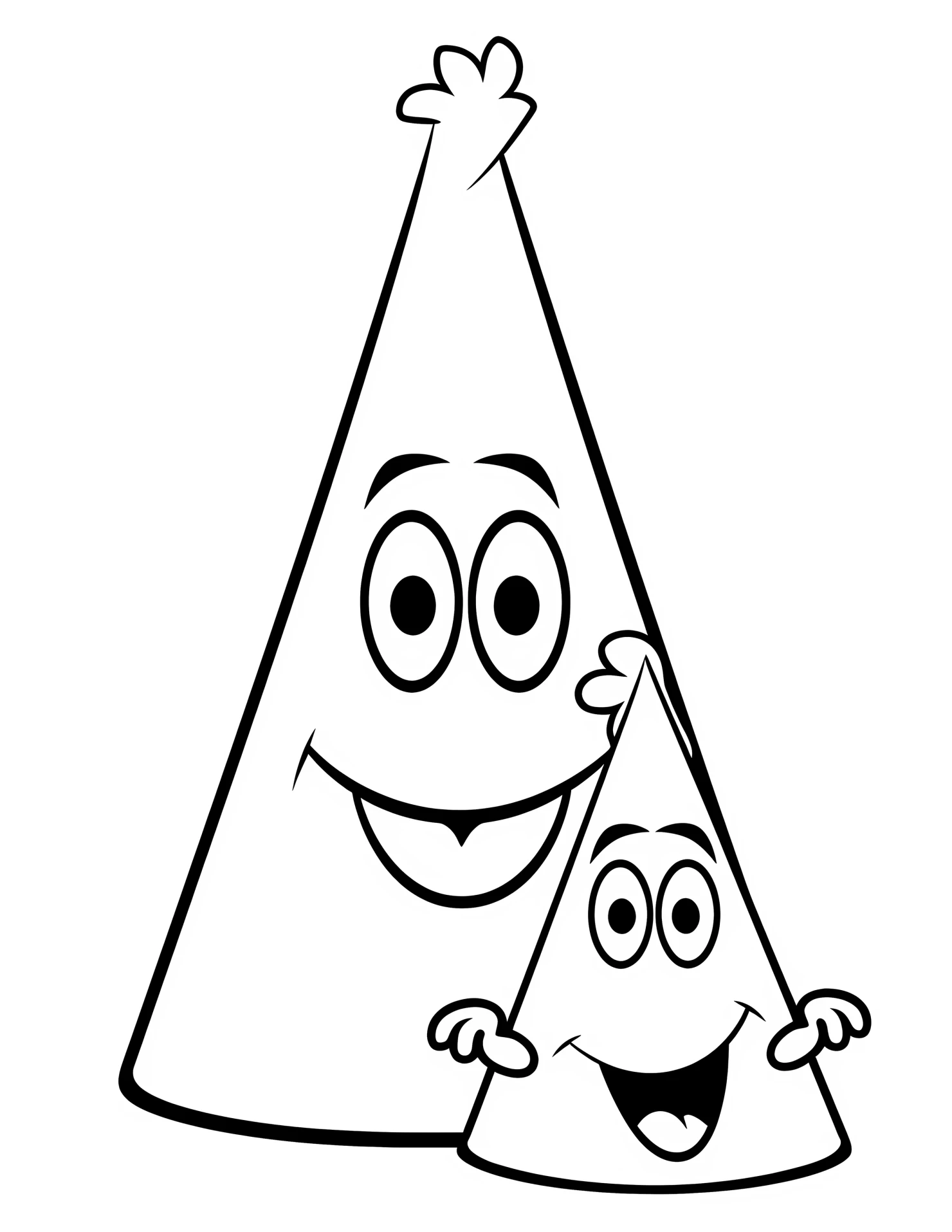 Traffic cone for kids coloring page on white color background #33133