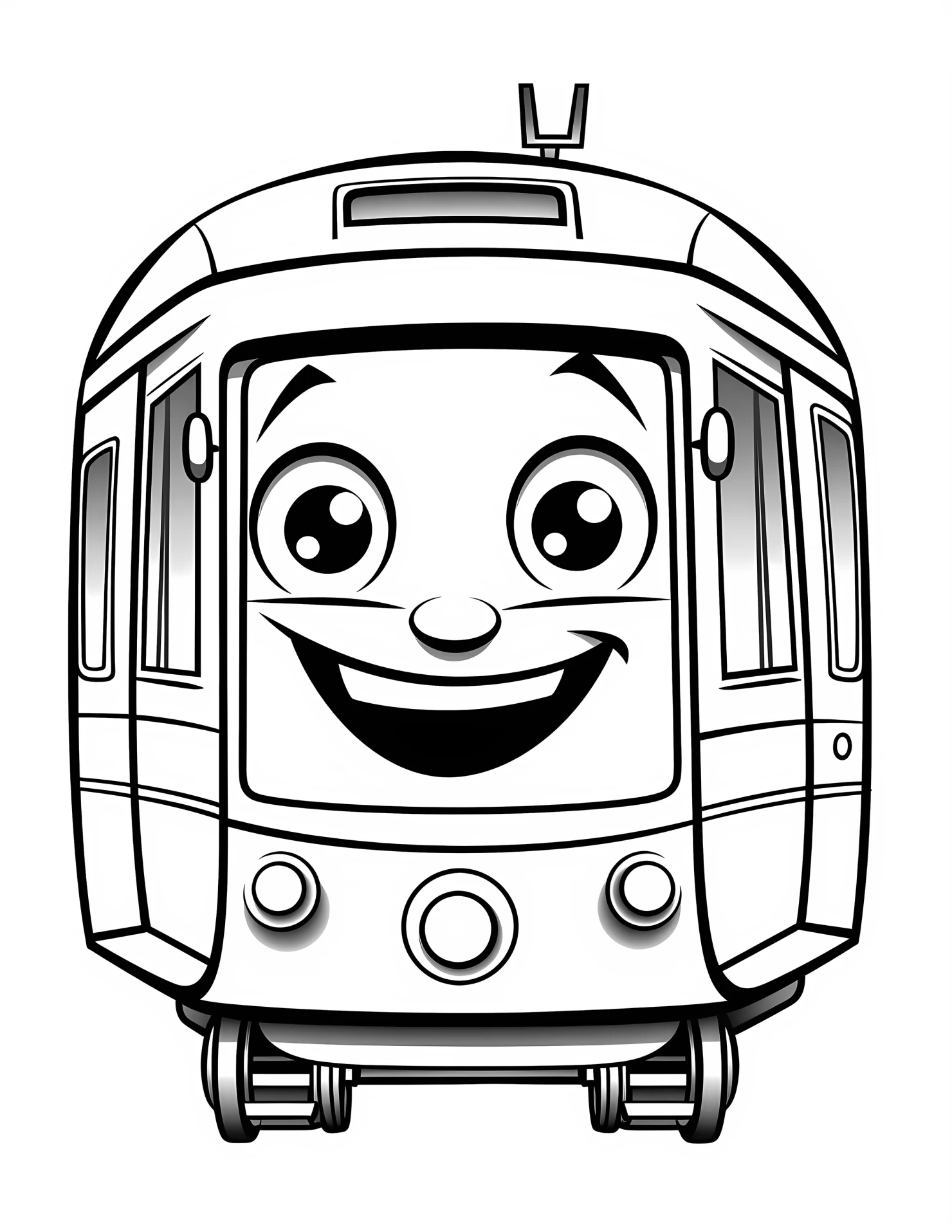 Tram for kids coloring page on white color background #33141