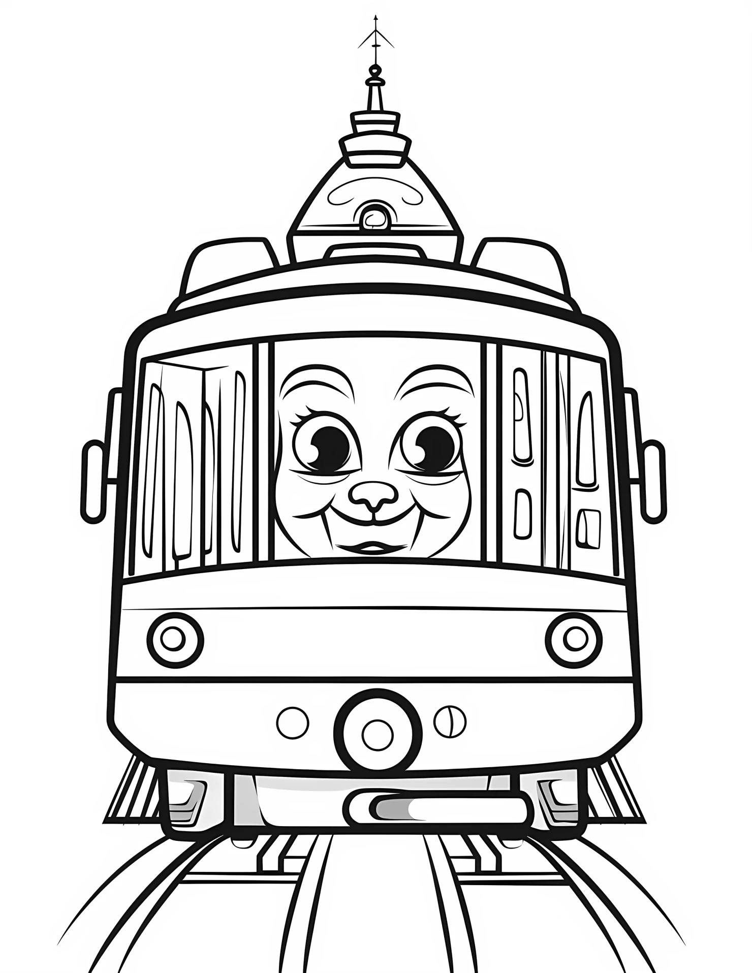 Tram for kids coloring page on white color background #33146