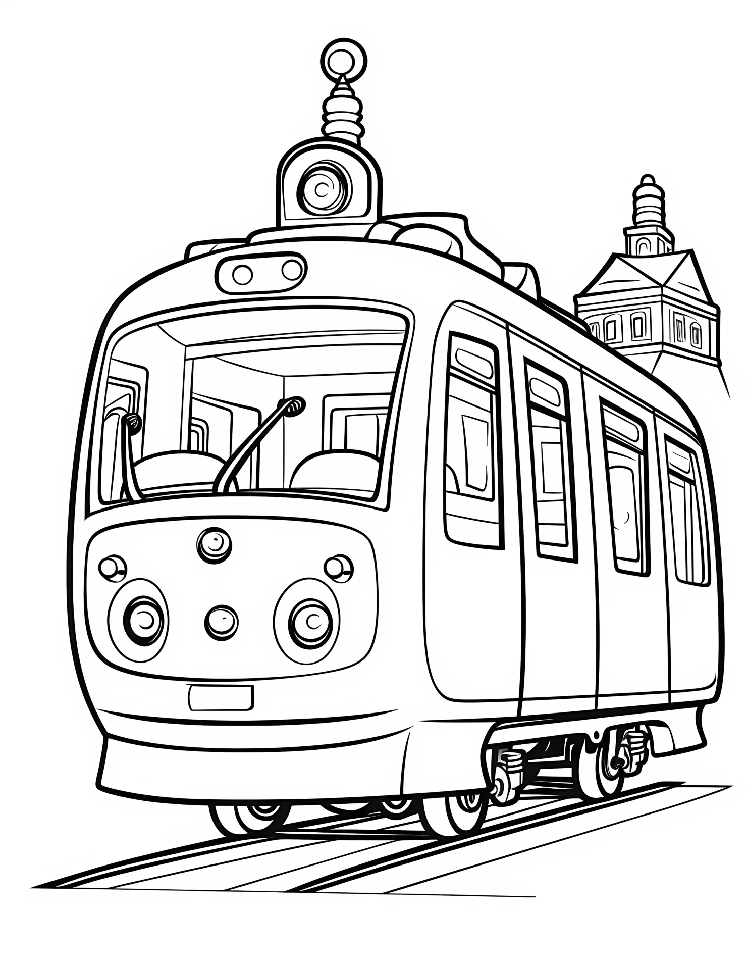 Tram for kids coloring page on white color background #33147