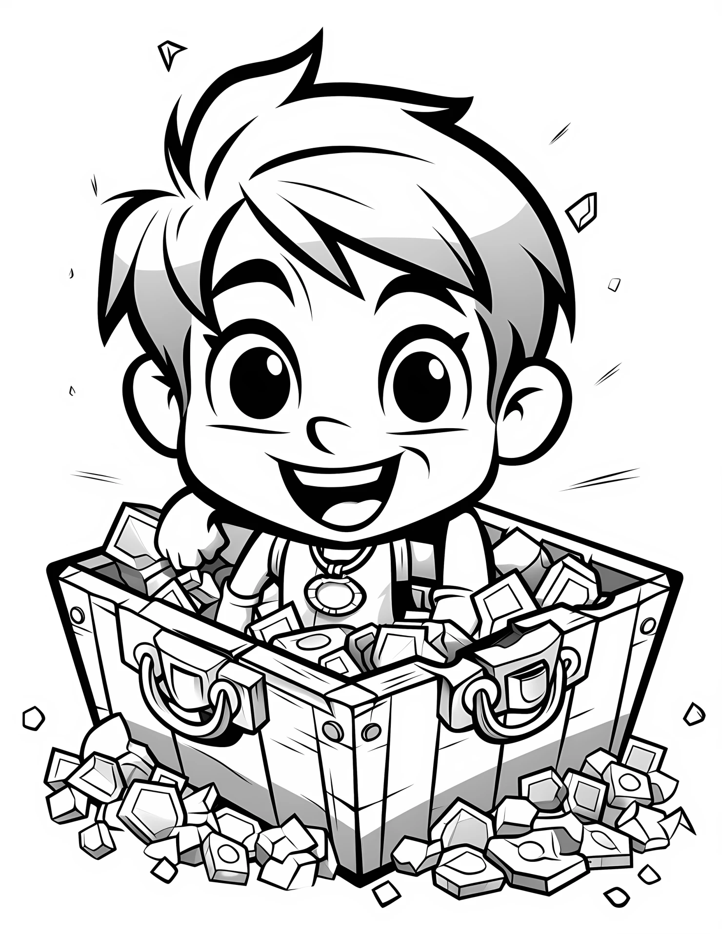 Treasure for kids coloring page on white color background #33157