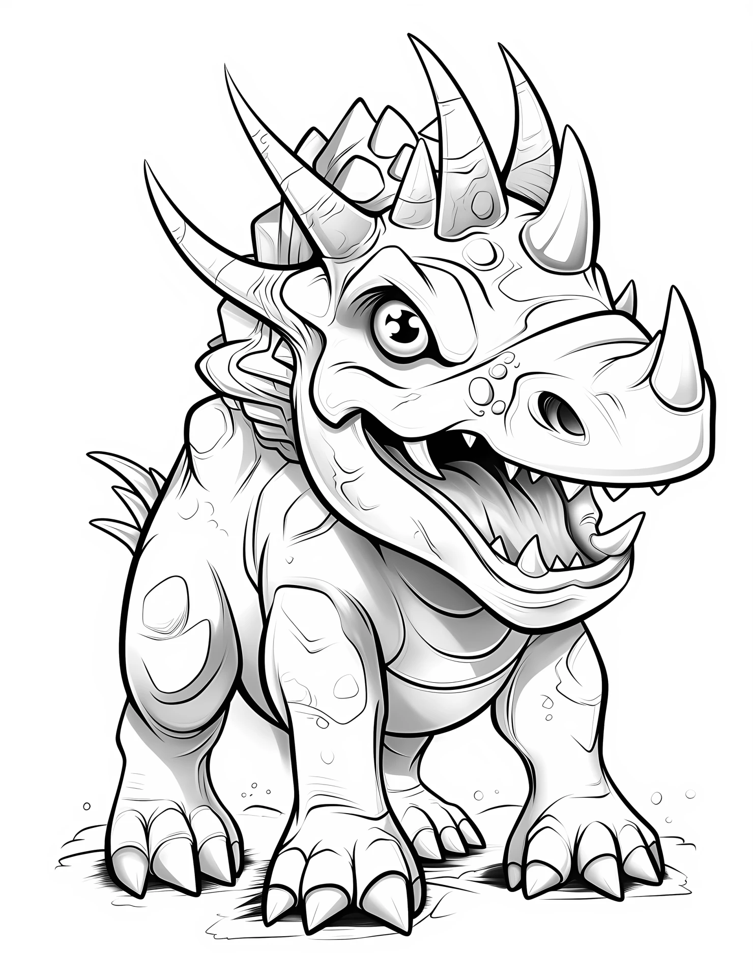 Triceratops for kids coloring page on white color background #33162