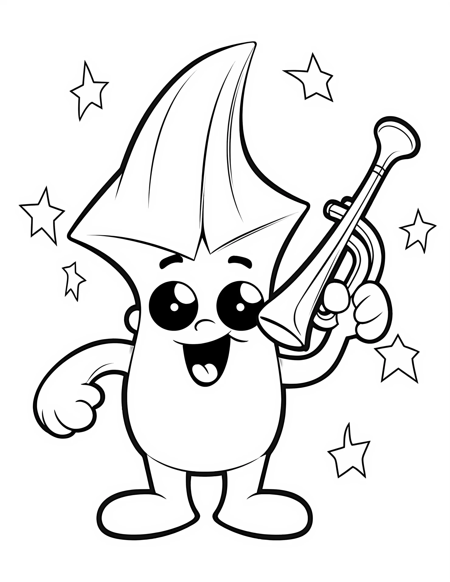 Trumpet for kids coloring page on white color background #33177