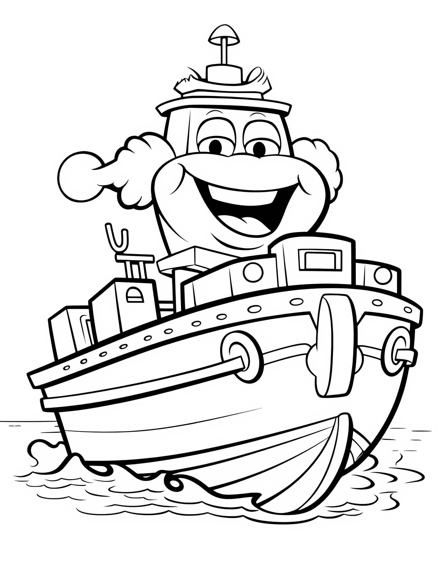 Tugboat for kids coloring page on white color background #33179