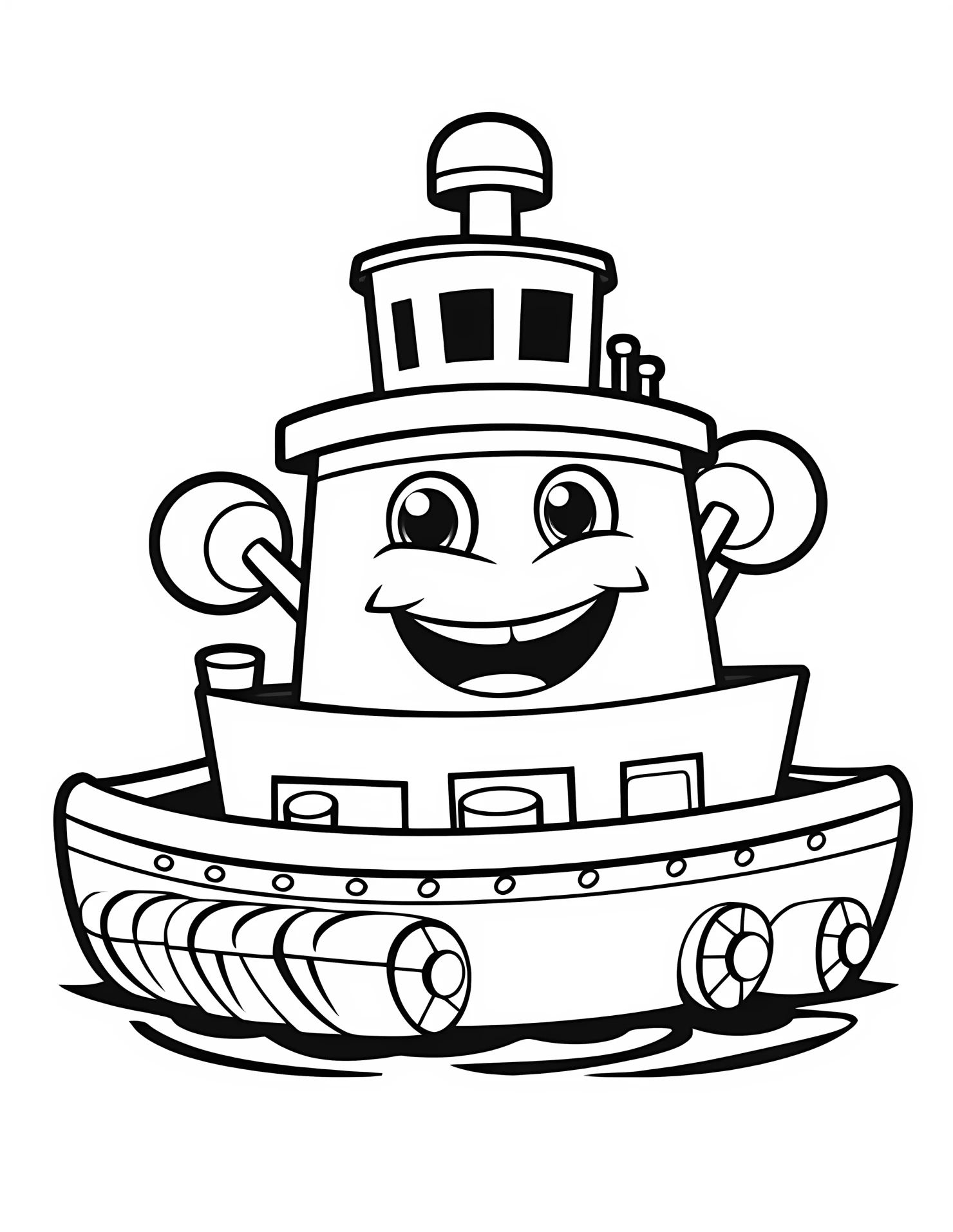 Tugboat for kids coloring page on white color background #33181