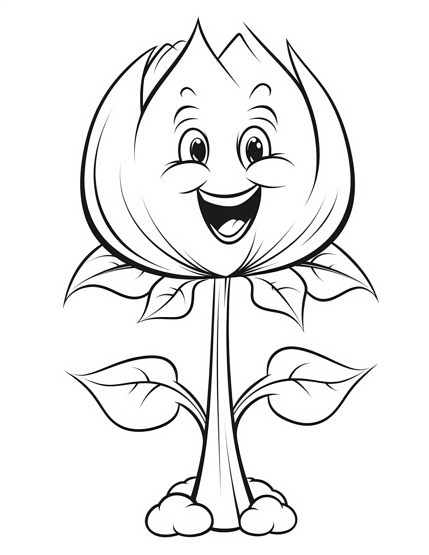 Tulip for kids coloring page on white color background #33184