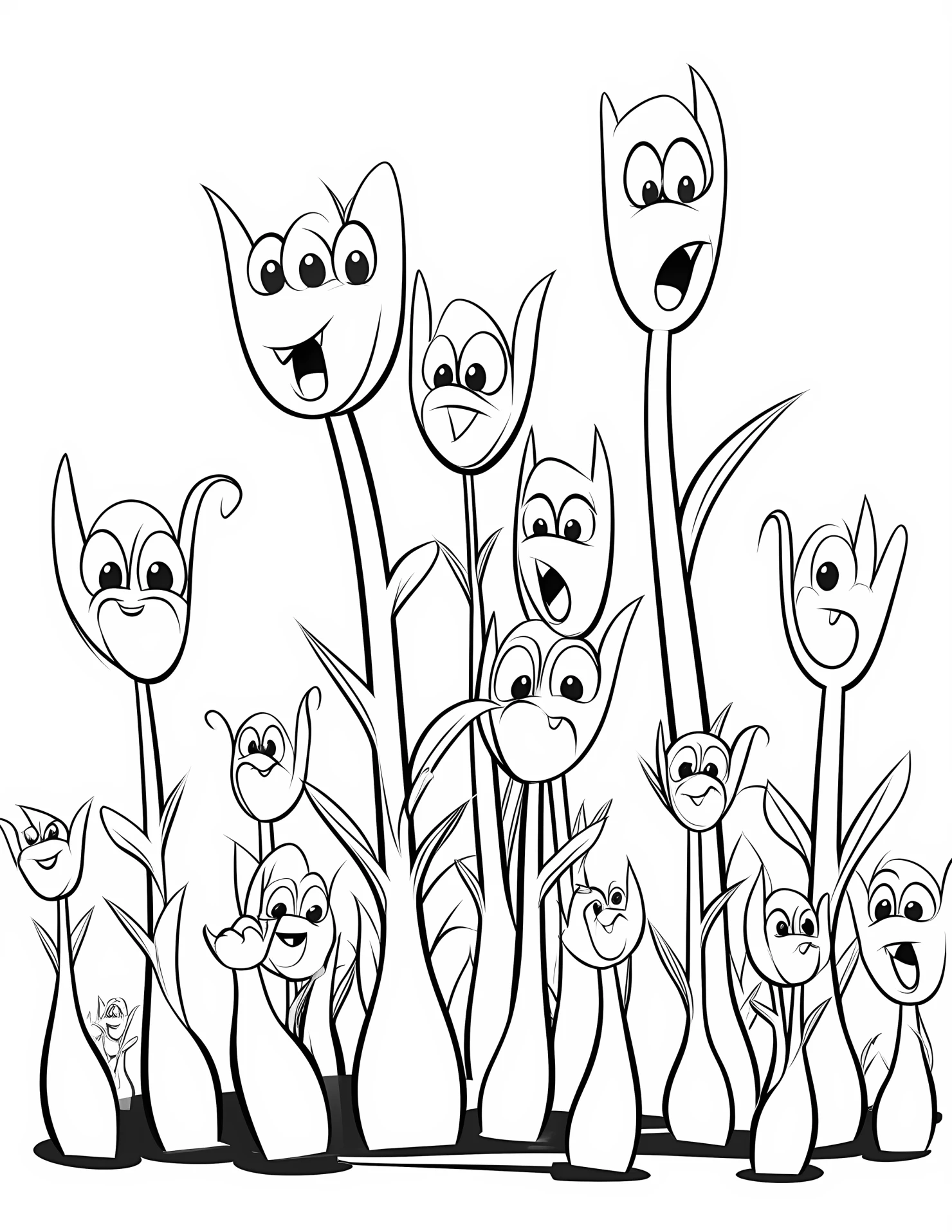 Tulip for kids coloring page on white color background #33187