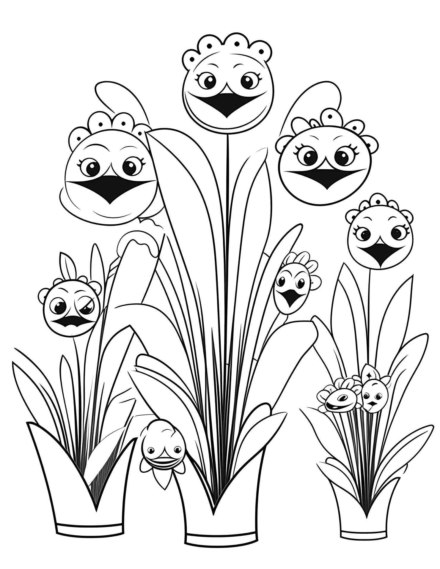 Tulip for kids coloring page on white color background #33188