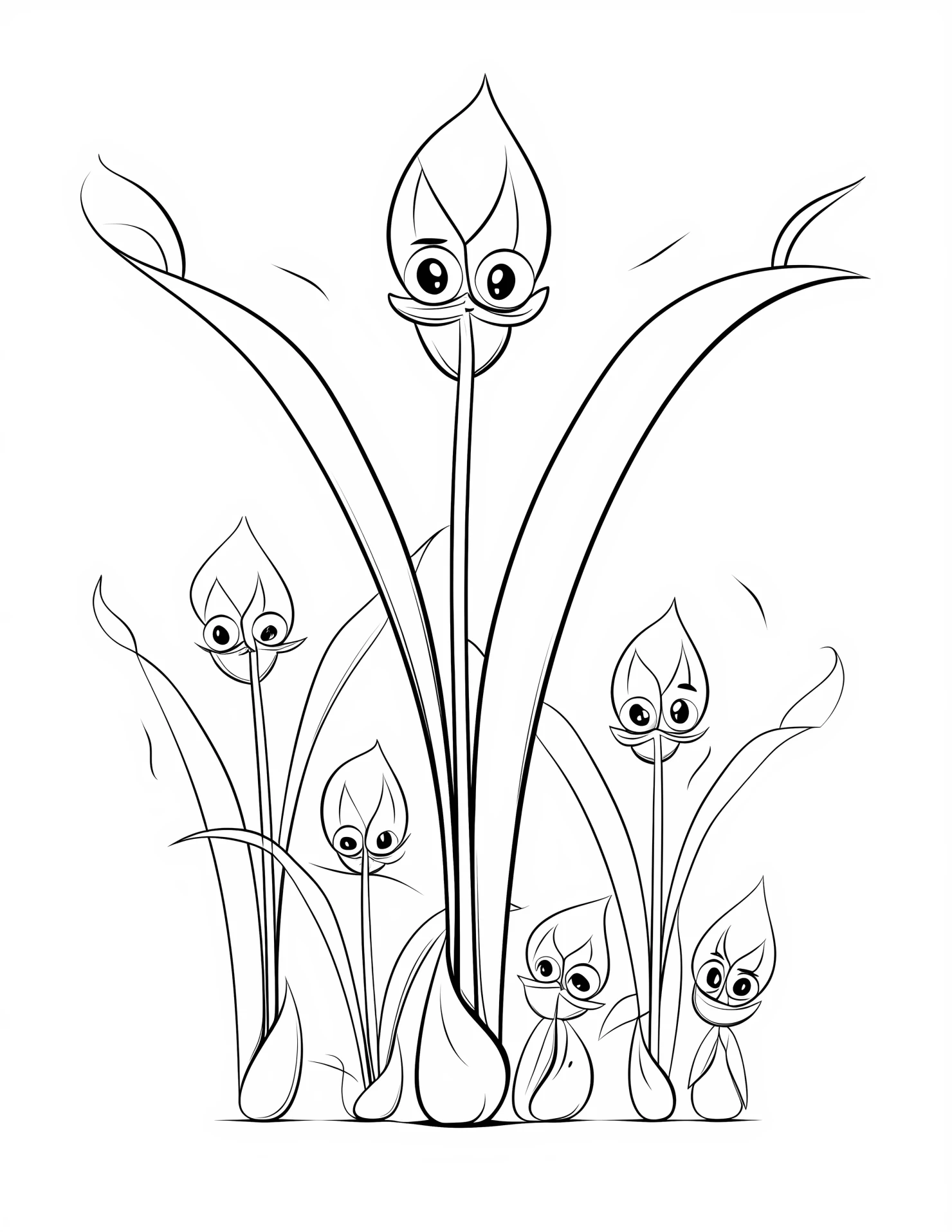 Tulip for kids coloring page on white color background #33189