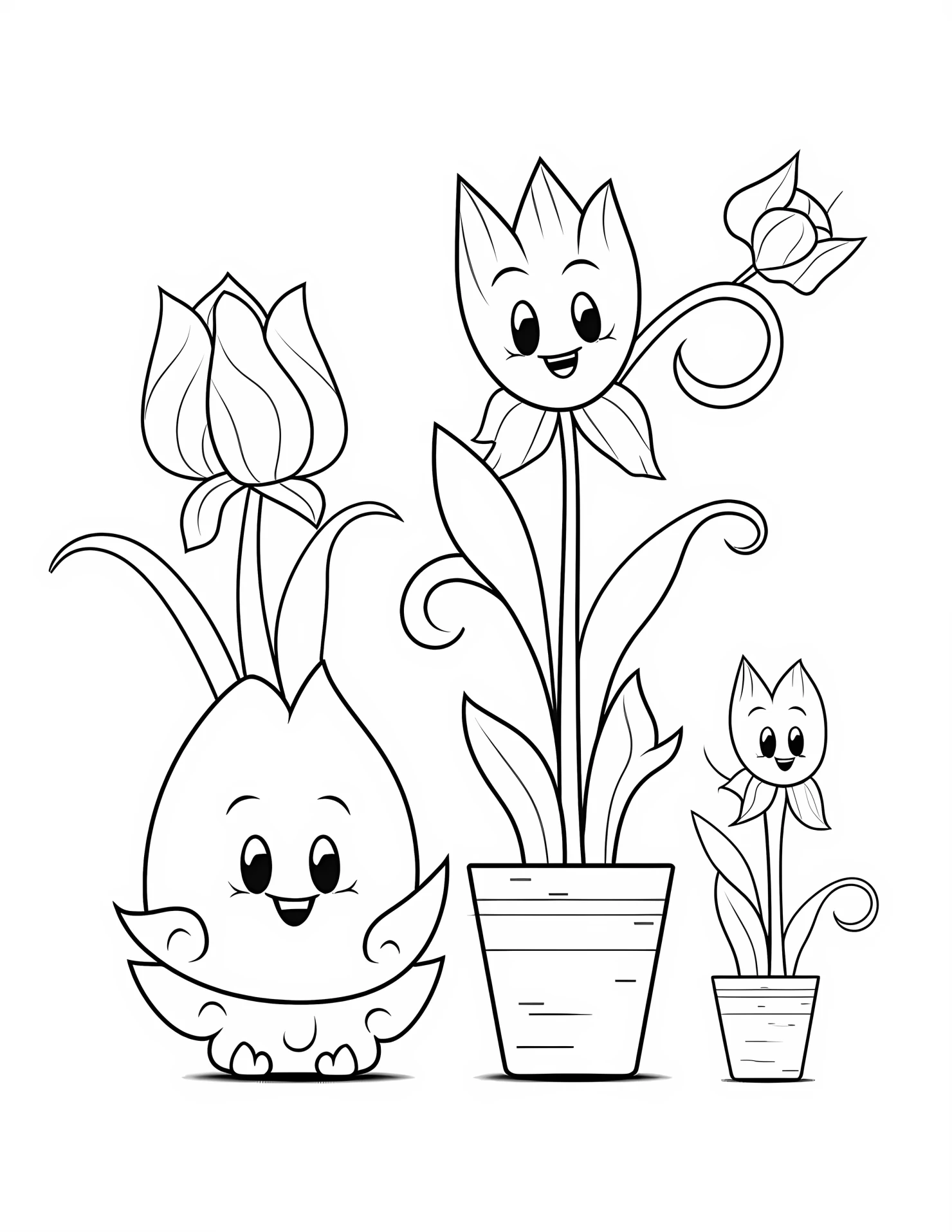 Tulip for kids coloring page on white color background #33190