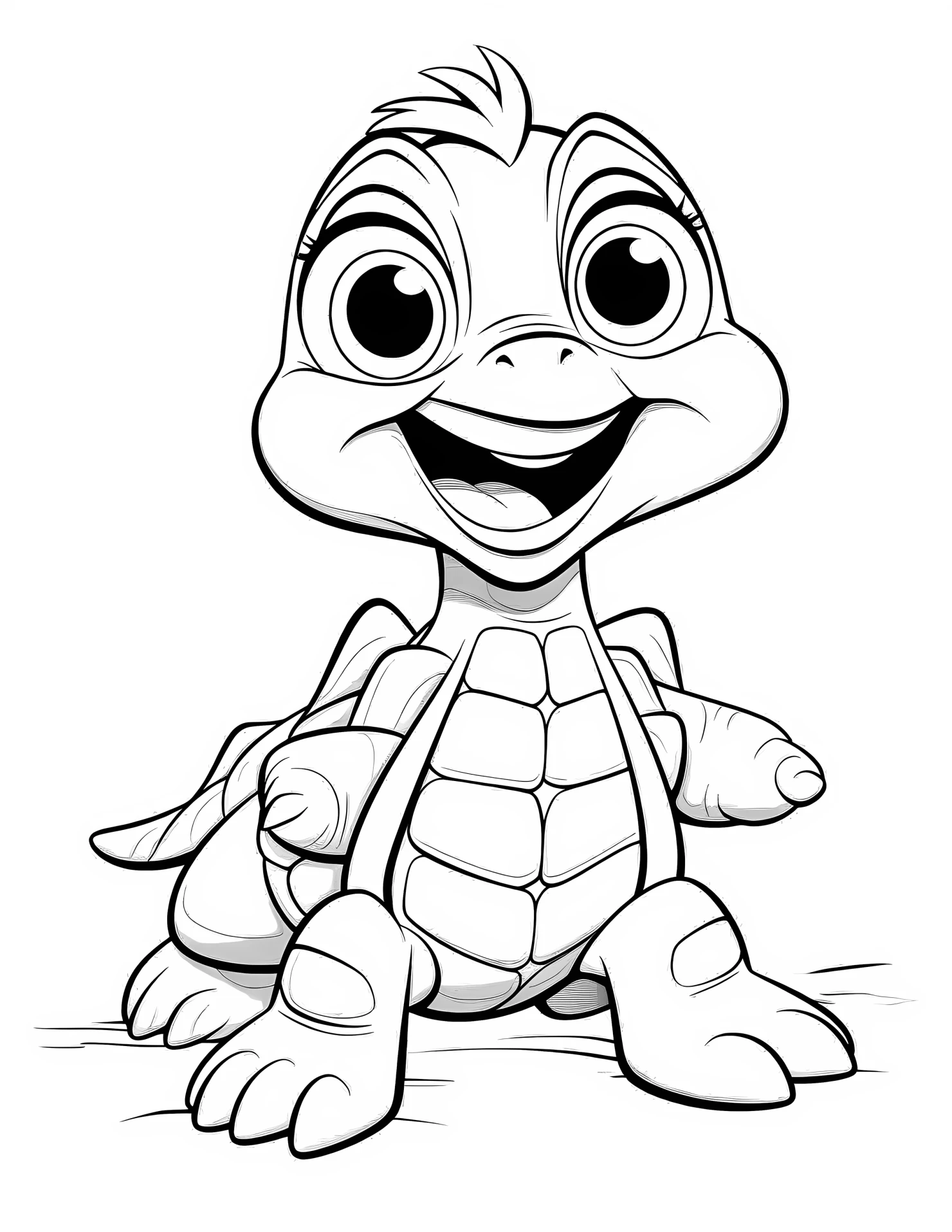 Turtle for kids coloring page on white color background #33203