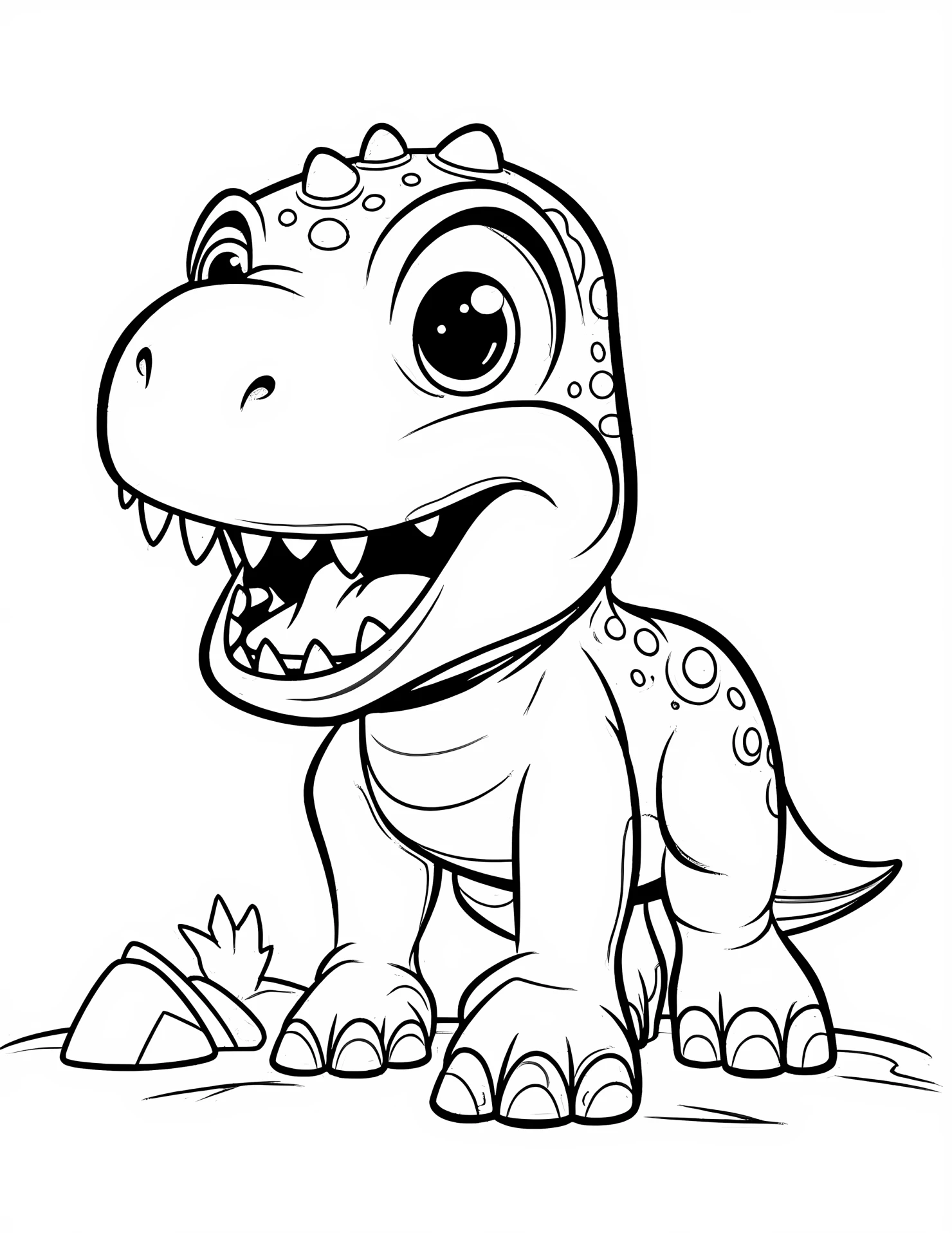 Tyrannosaurus rex for kids coloring page on white color background #33214