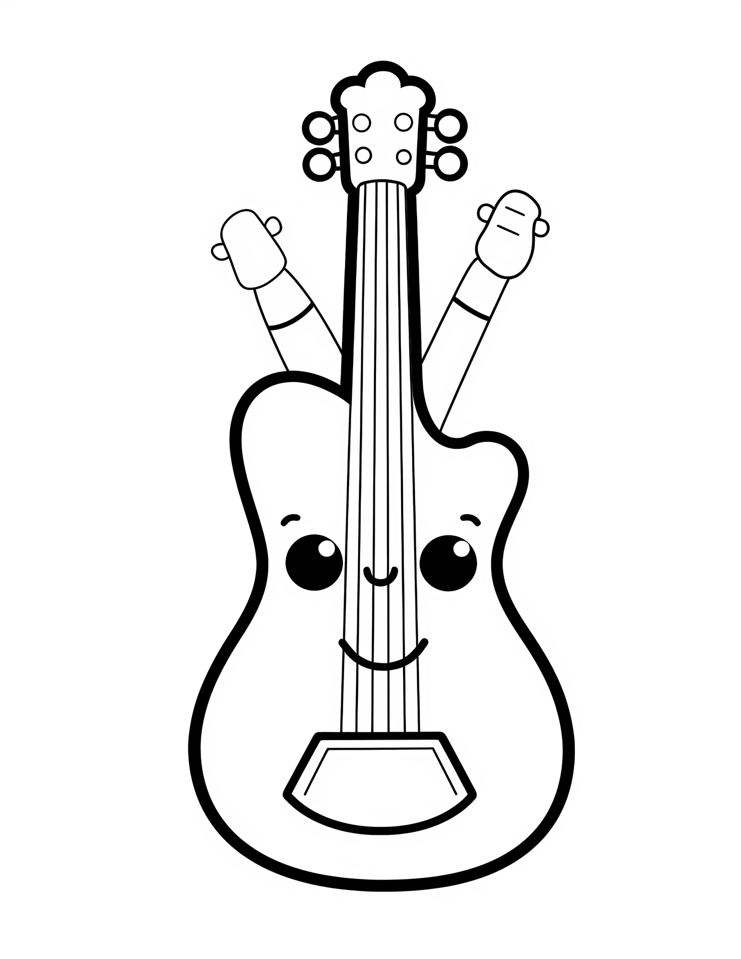 Ukulele for kids coloring page on white color background #33215