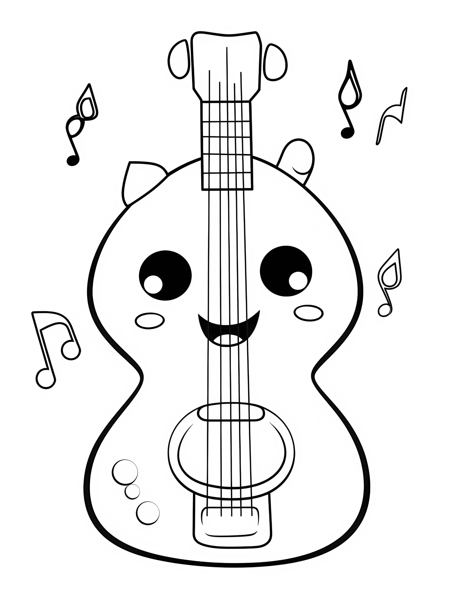 Ukulele for kids coloring page on white color background #33216
