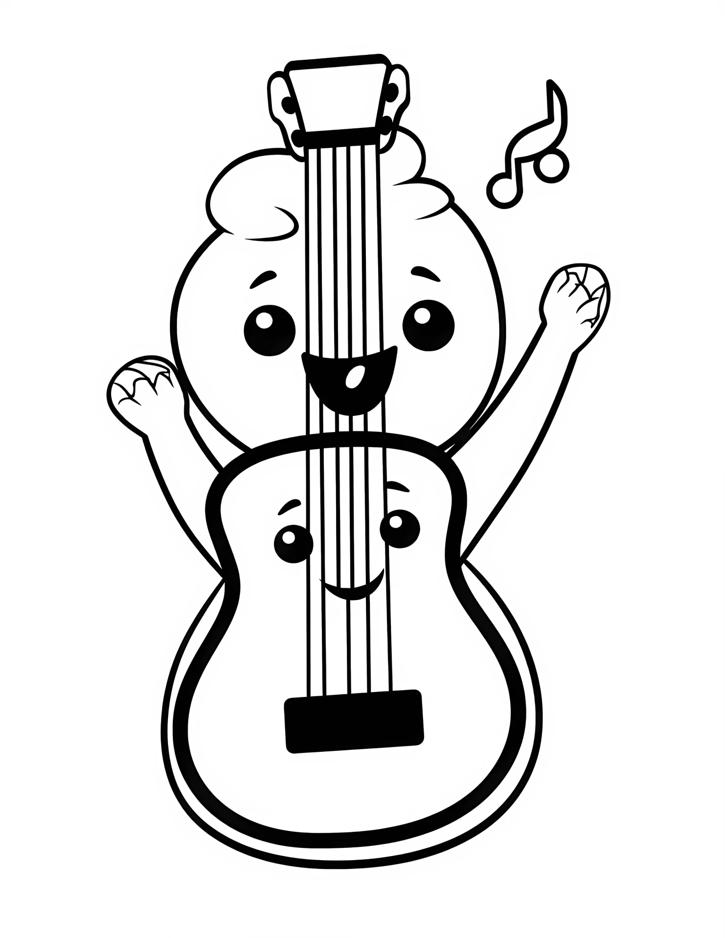 Ukulele for kids coloring page on white color background #33217