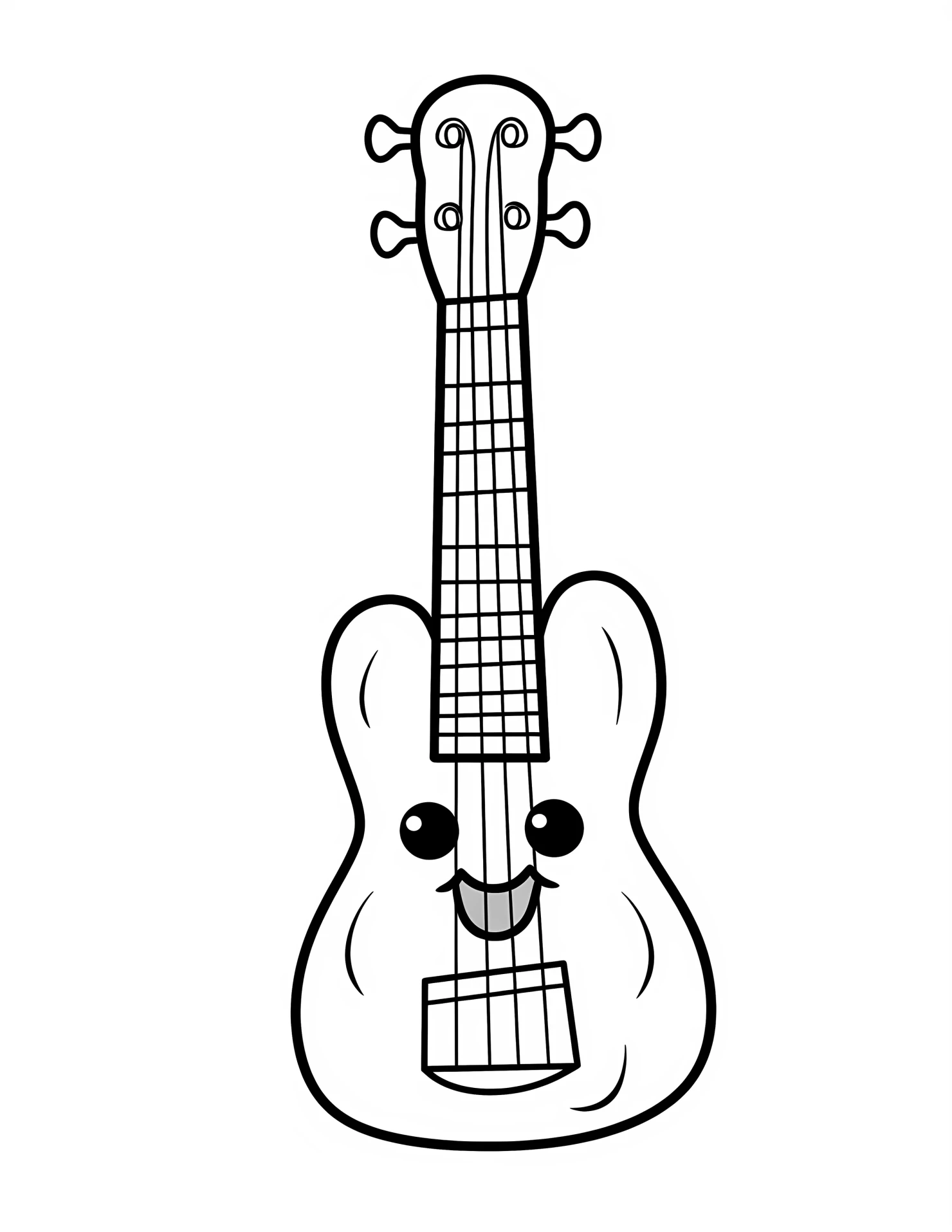 Ukulele for kids coloring page on white color background #33218