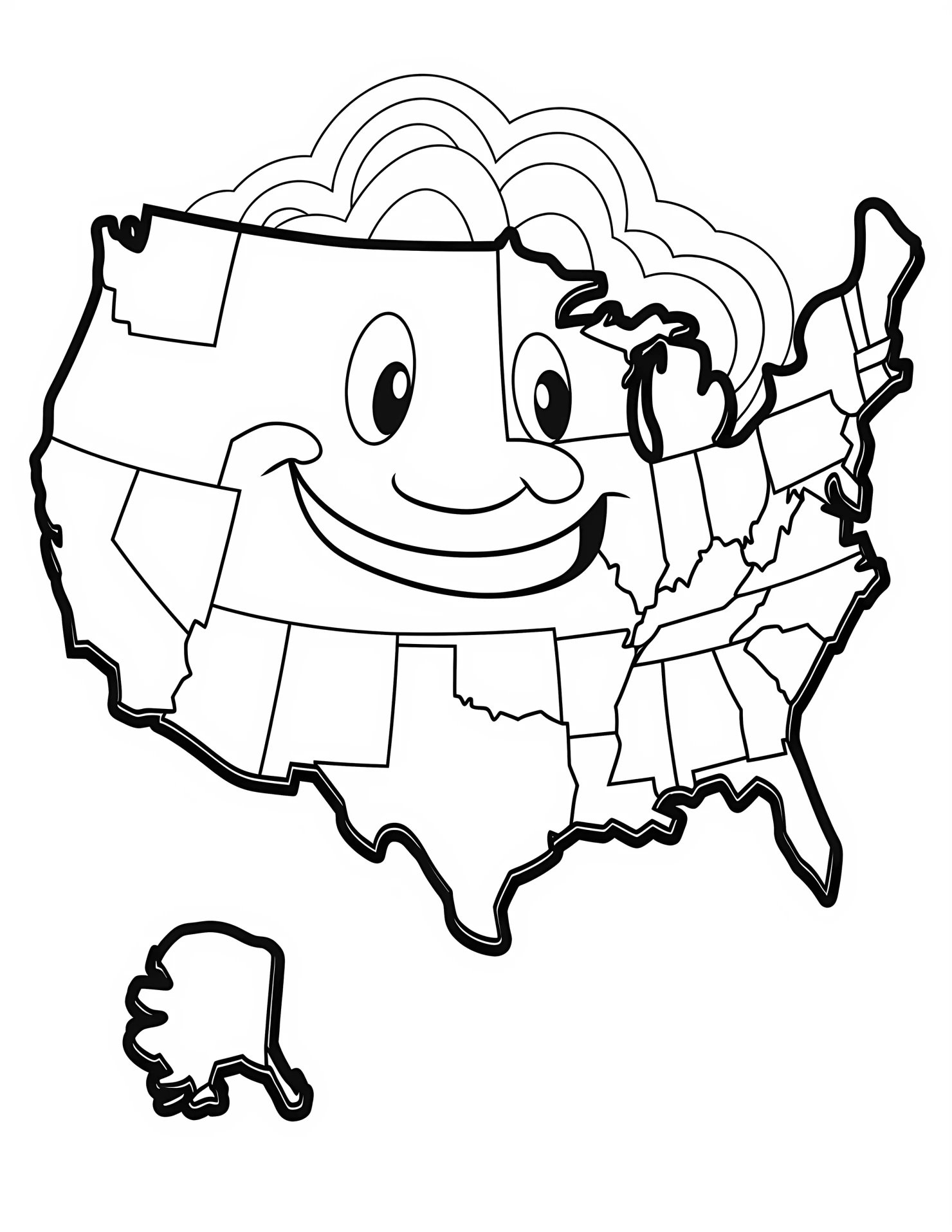 United states for kids coloring page on white color background #33228