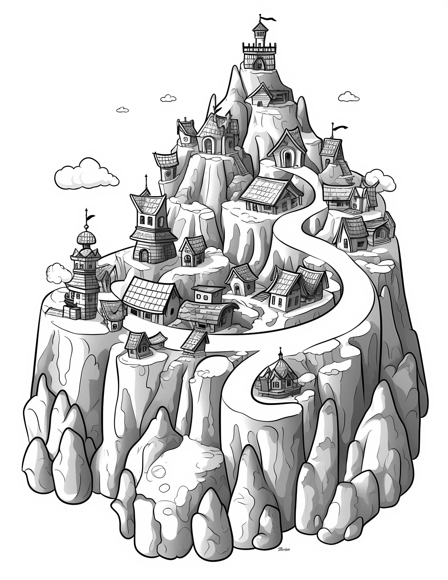 Valley for kids coloring page on white color background #33236