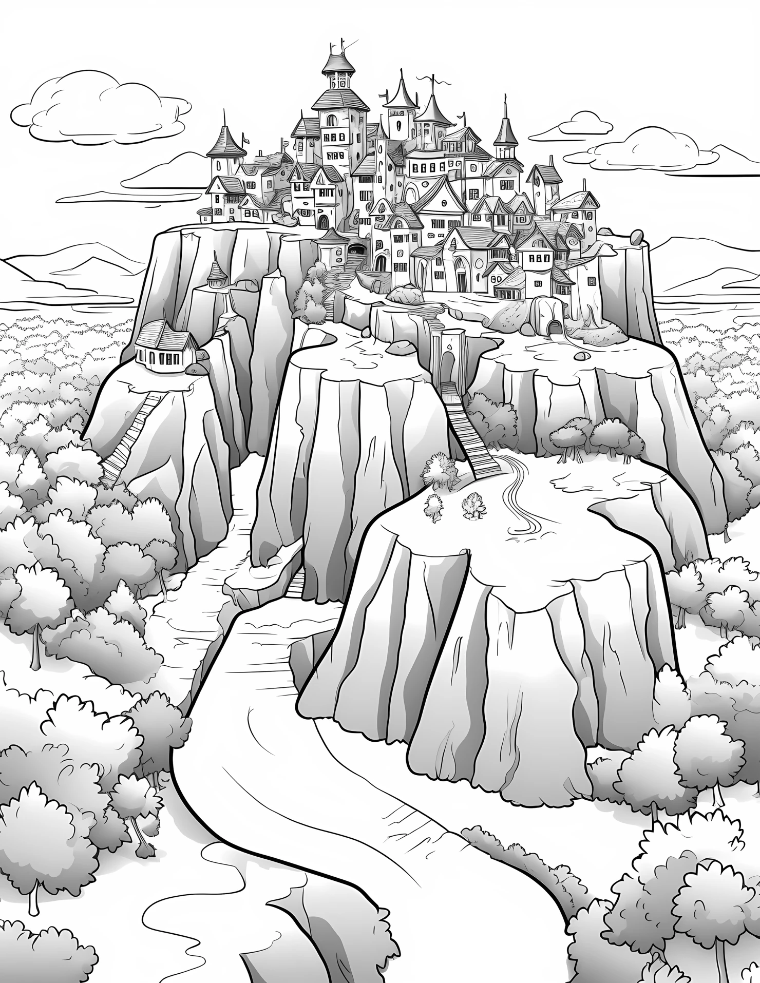 Valley for kids coloring page on white color background #33237