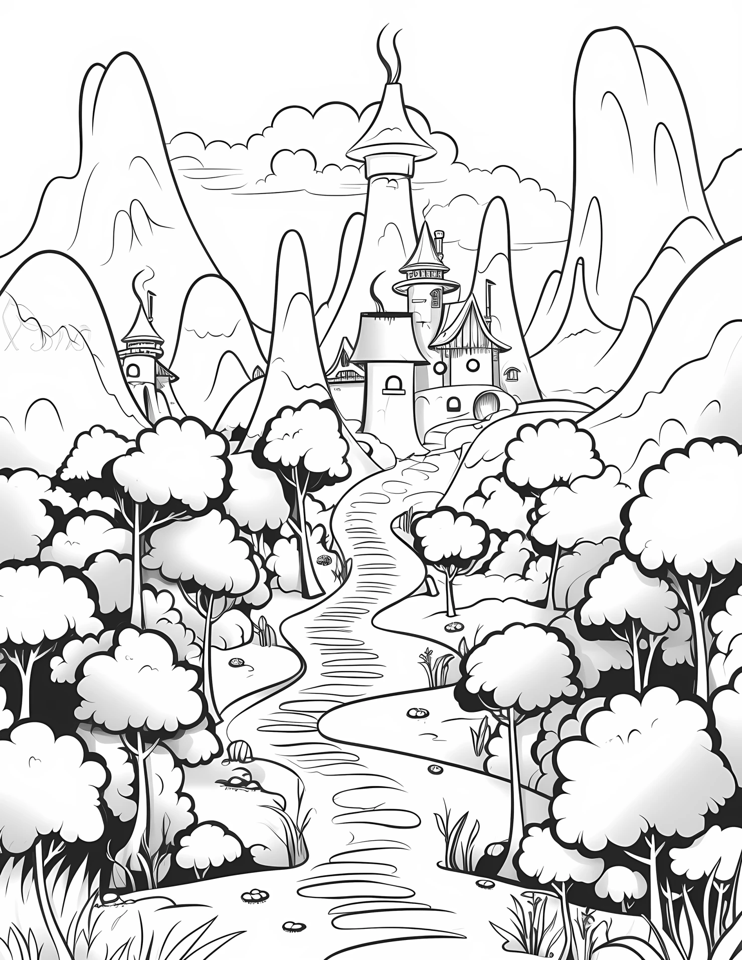 Valley for kids coloring page on white color background #33238