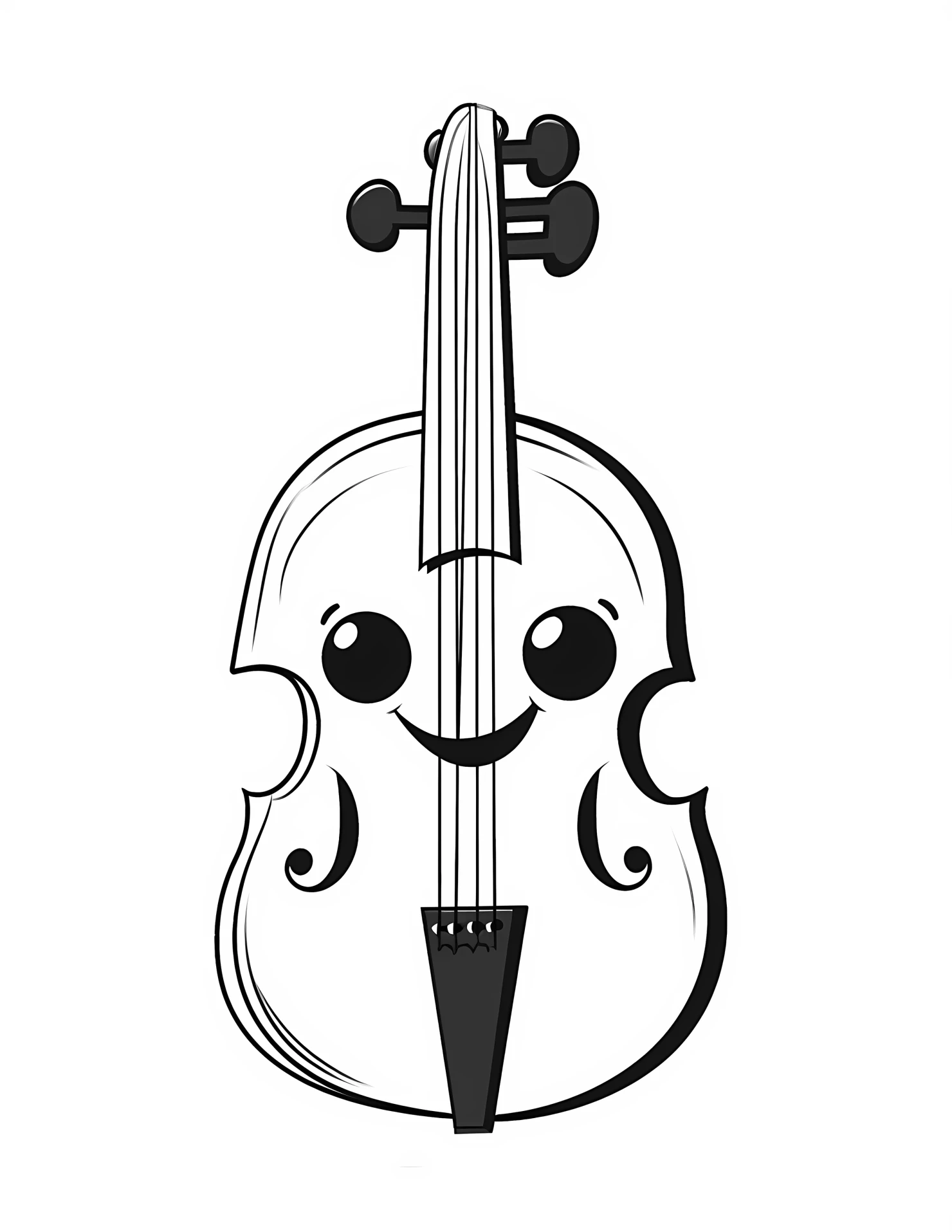 Violin for kids coloring page on white color background #33262