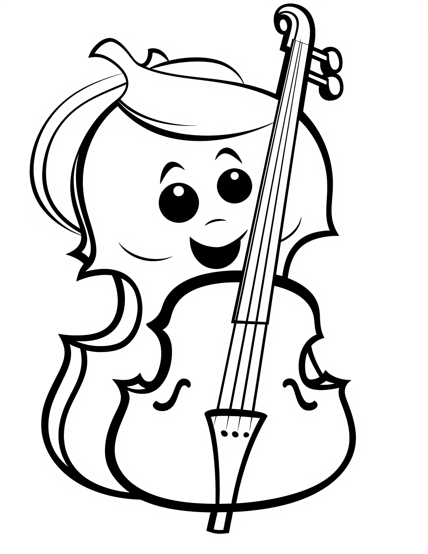 Violin for kids coloring page on white color background #33263