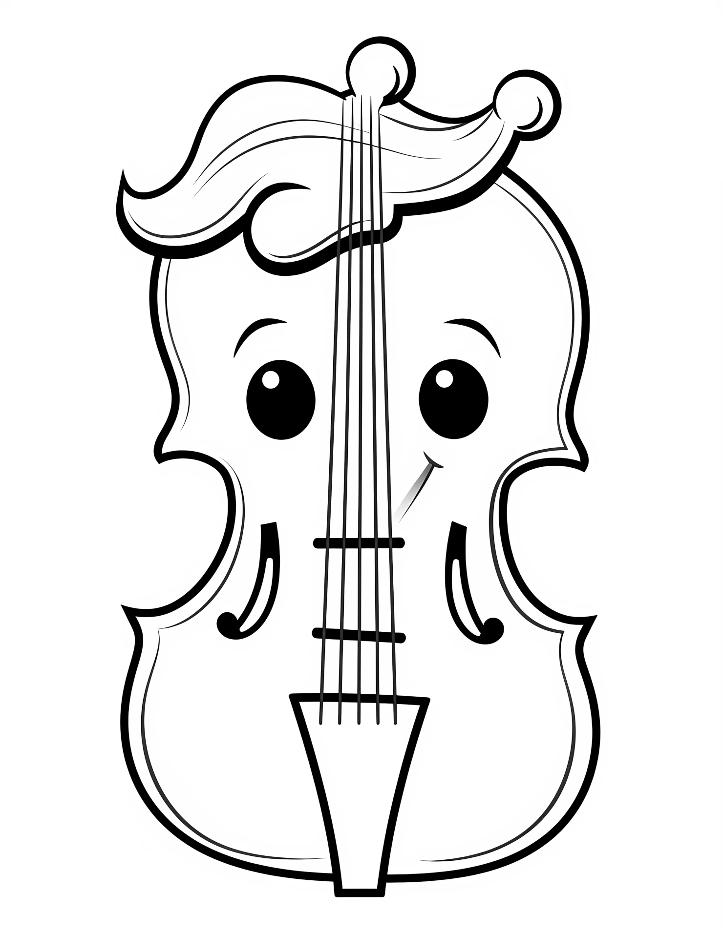 Violin for kids coloring page on white color background #33264