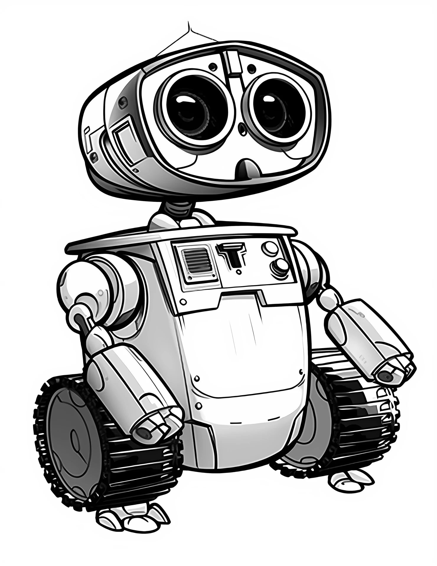 Wall E for kids coloring page on white color background #33269