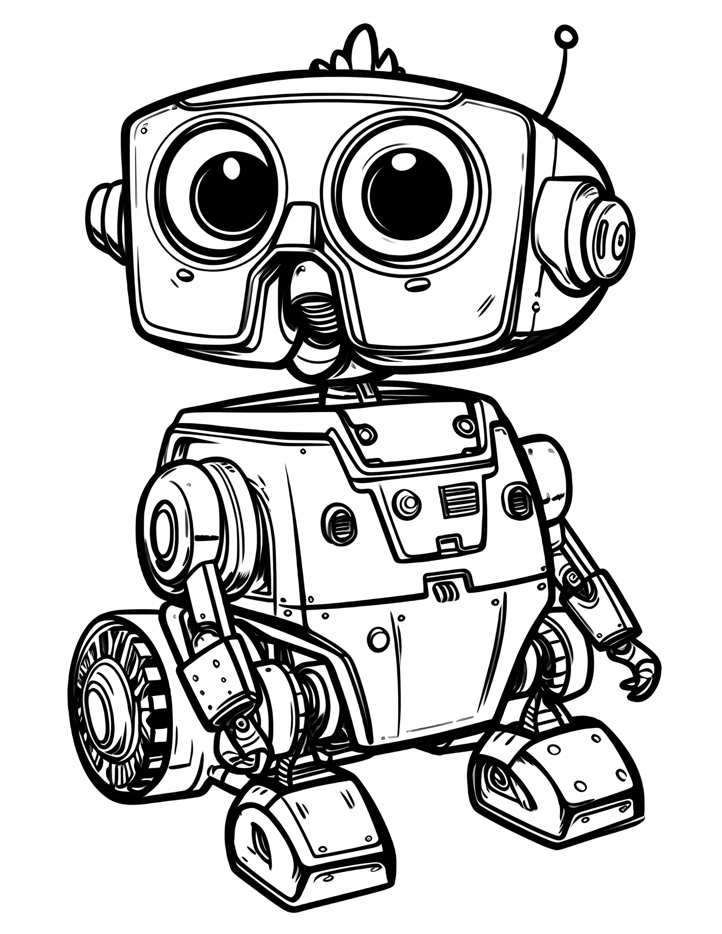 Wall E for kids coloring page on white color background #33271