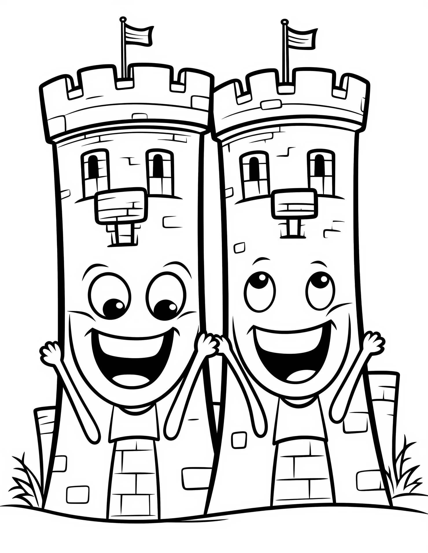 Watchtowers for kids coloring page on white color background #33278