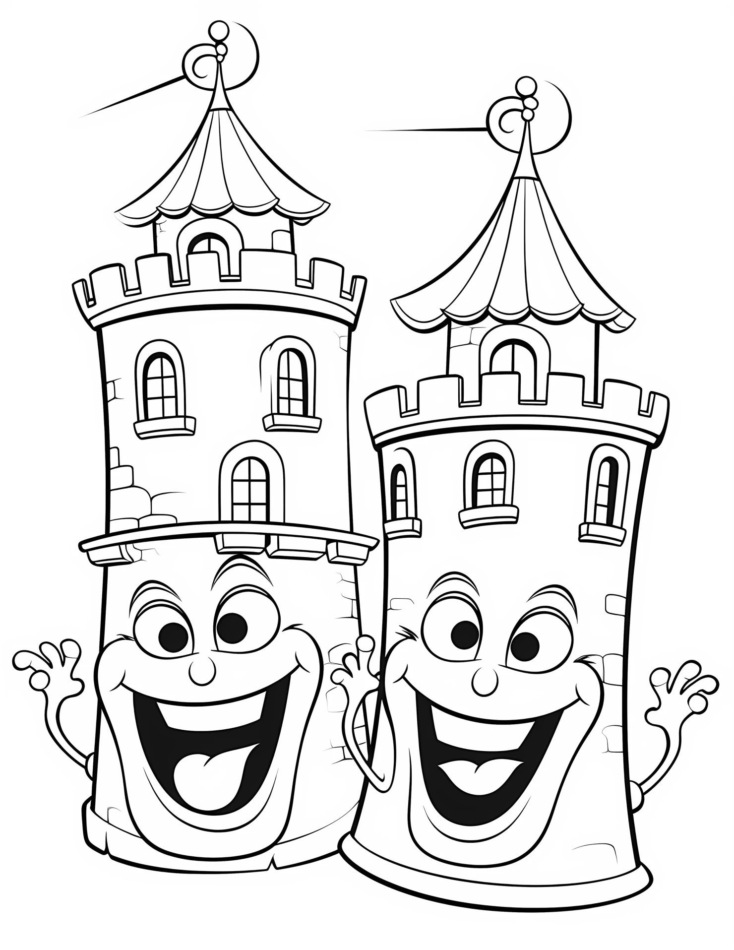 Watchtowers for kids coloring page on white color background #33279