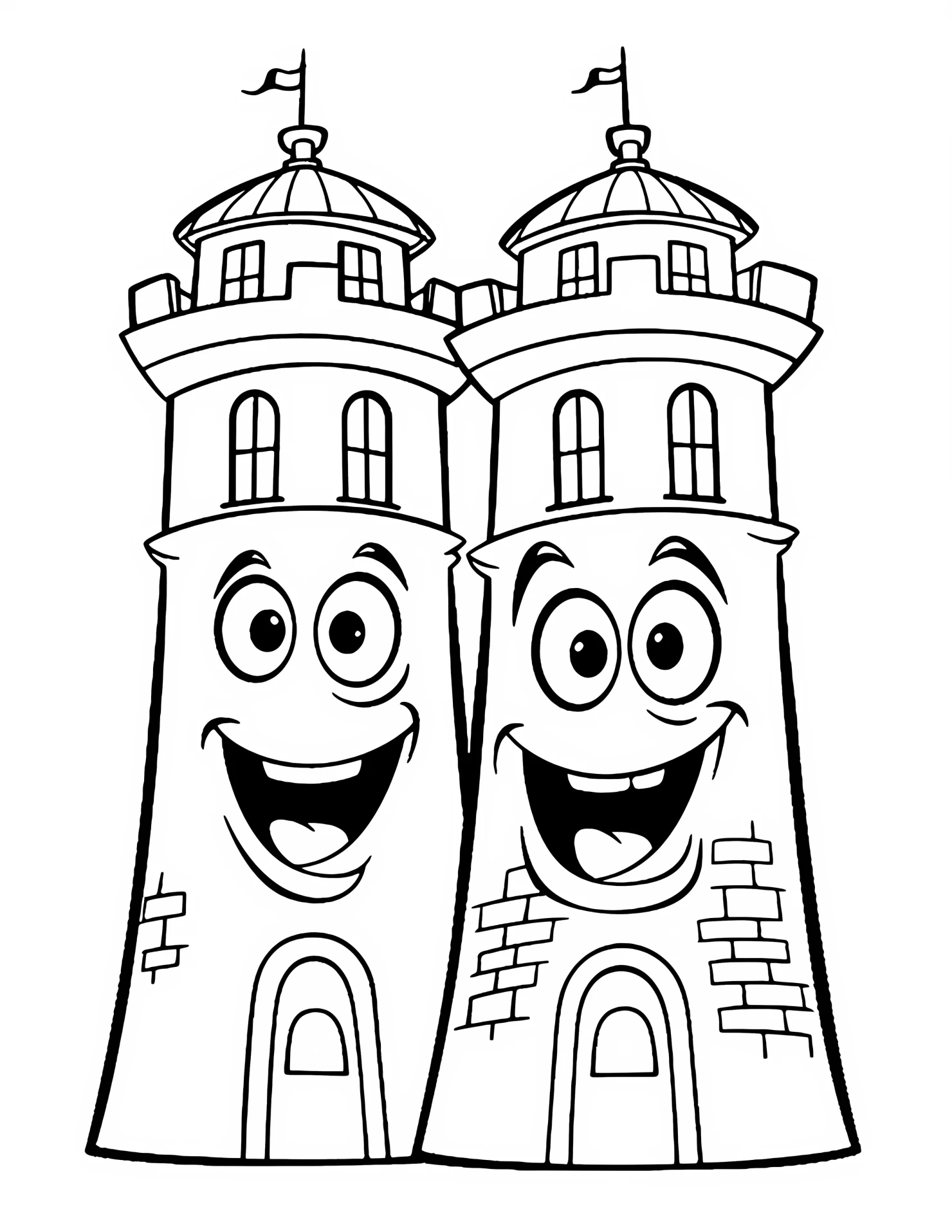 Watchtowers for kids coloring page on white color background #33280