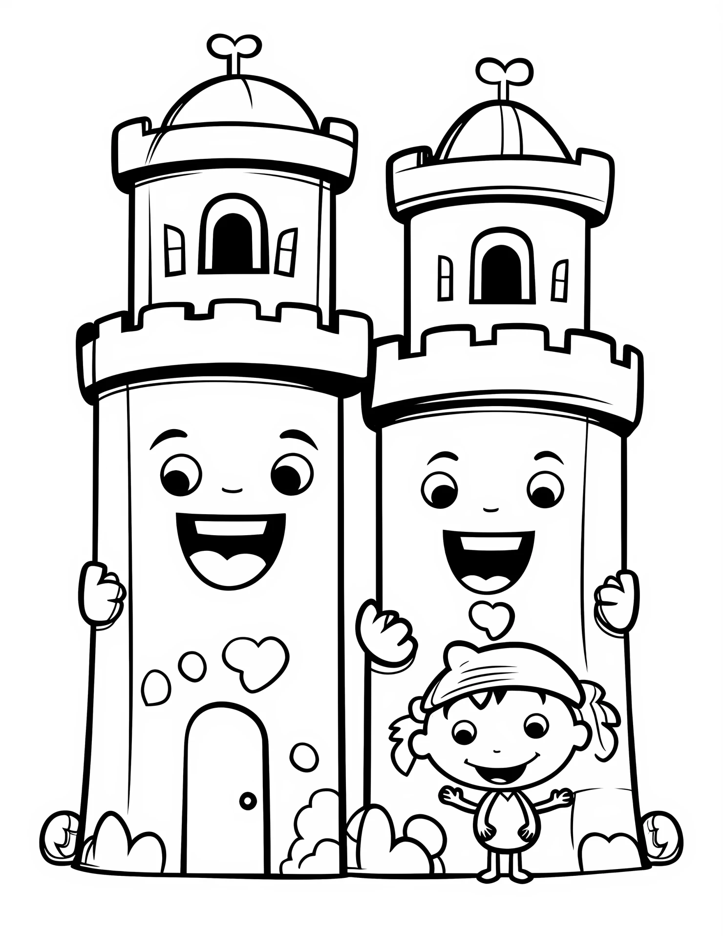 Watchtowers for kids coloring page on white color background #33281