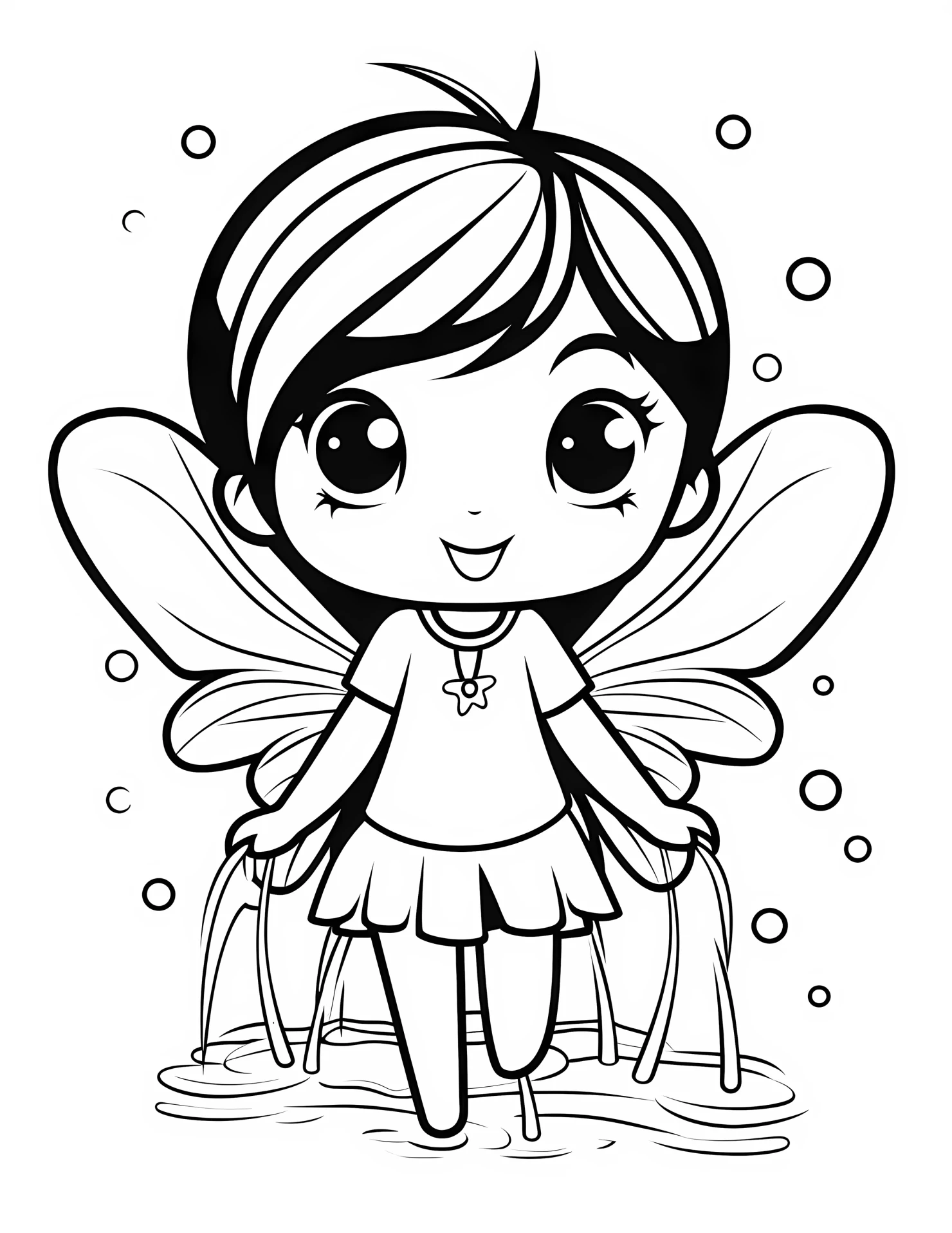 Water fairy for kids coloring page on white color background #33282