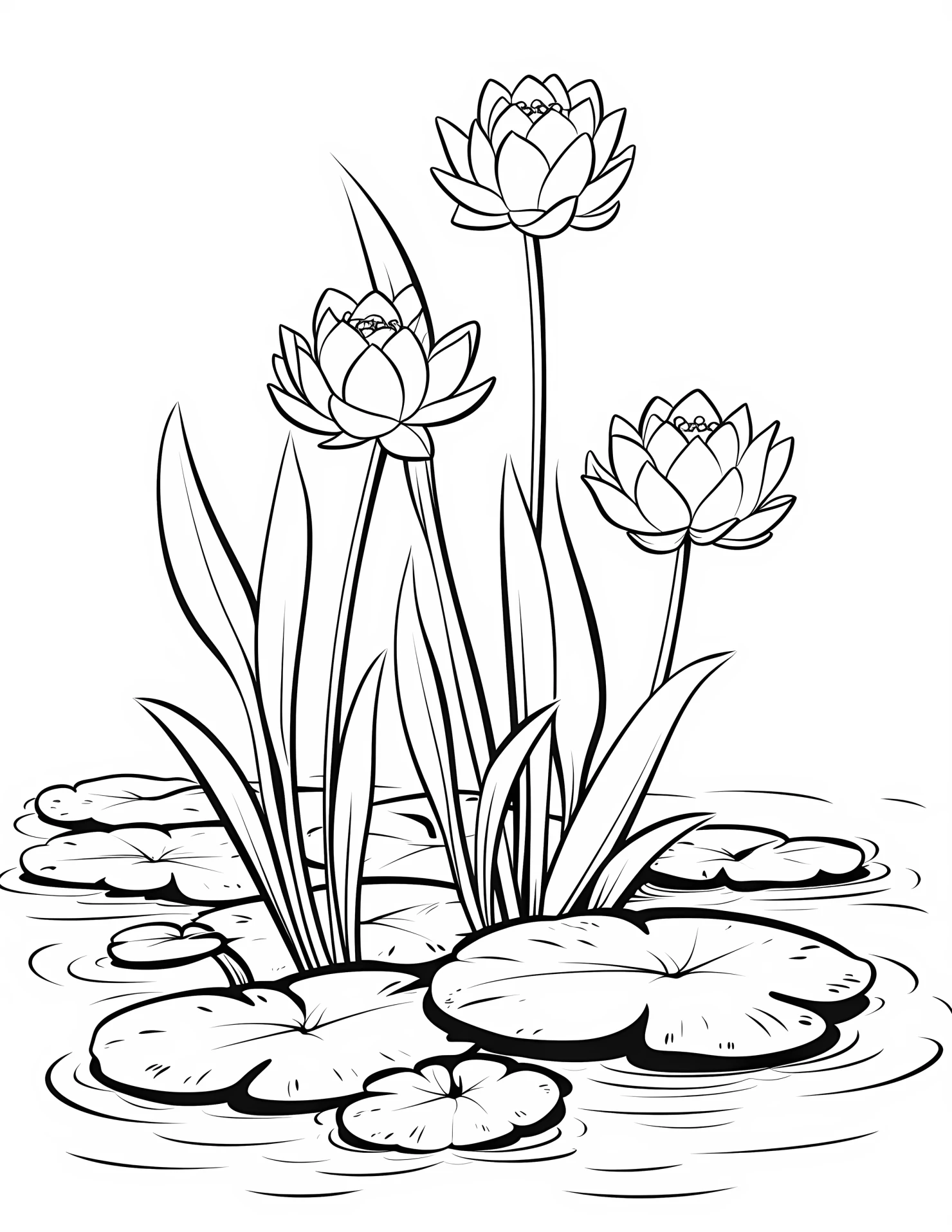 Water lilies for kids coloring page on white color background #33288