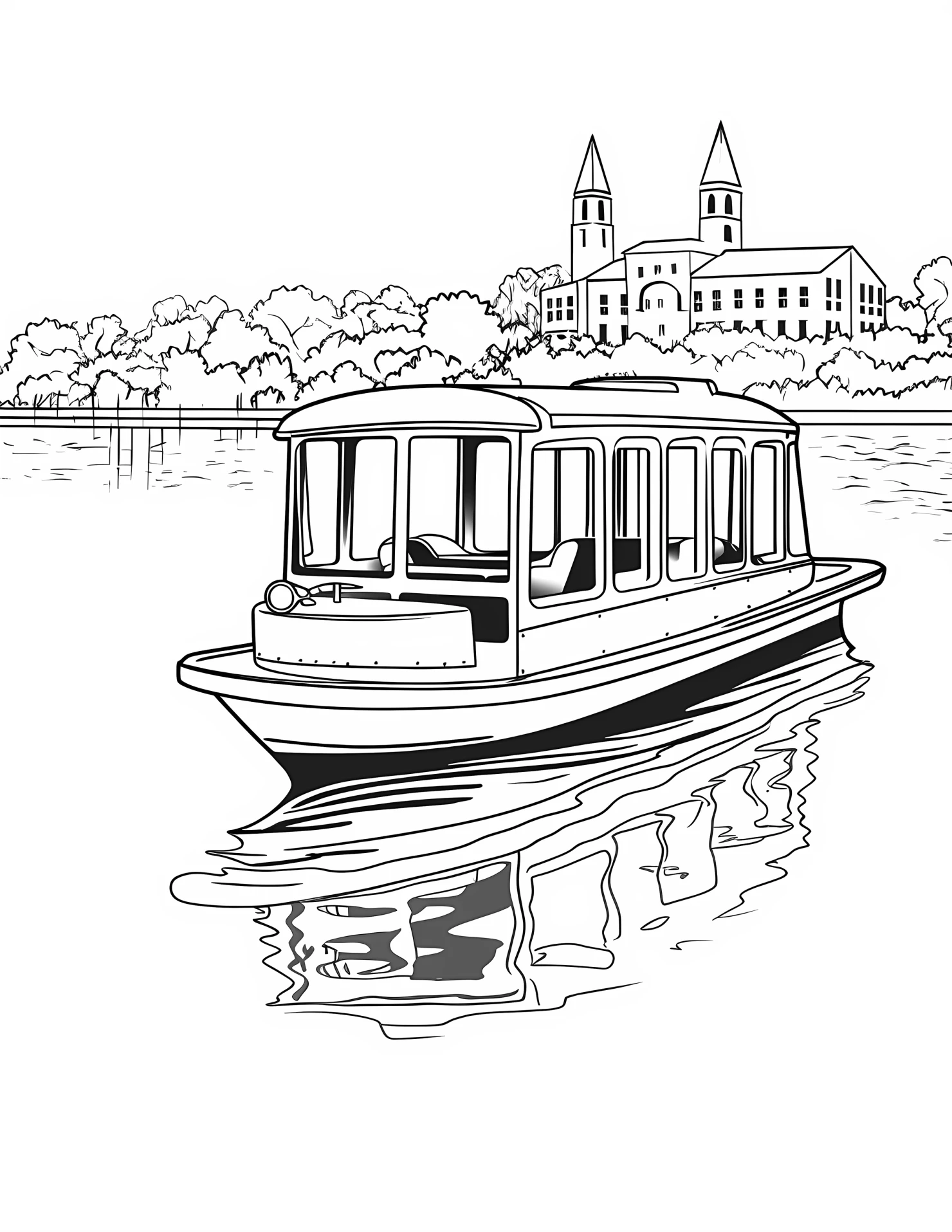 Water taxi for kids coloring page on white color background #33290