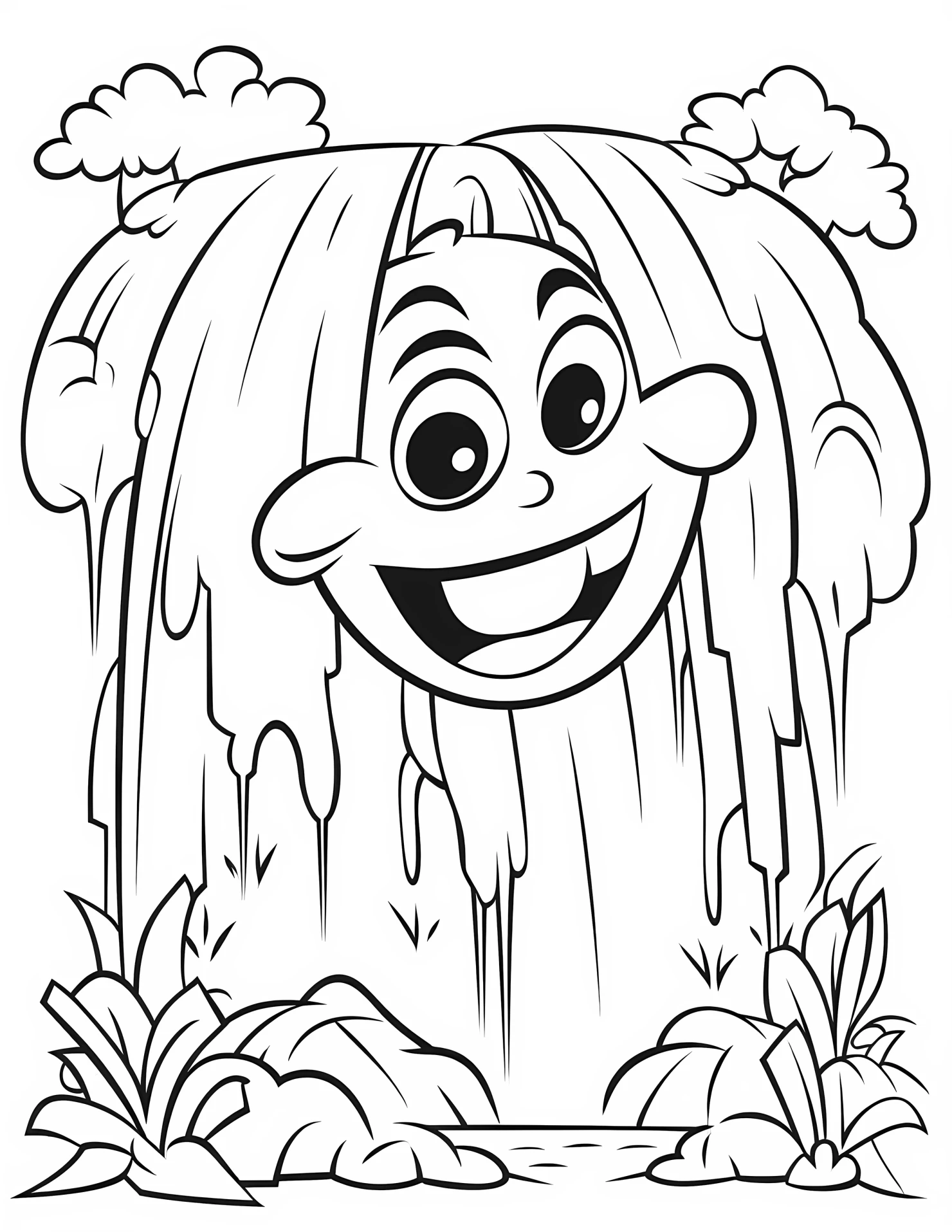 Waterfall for kids coloring page on white color background #33295