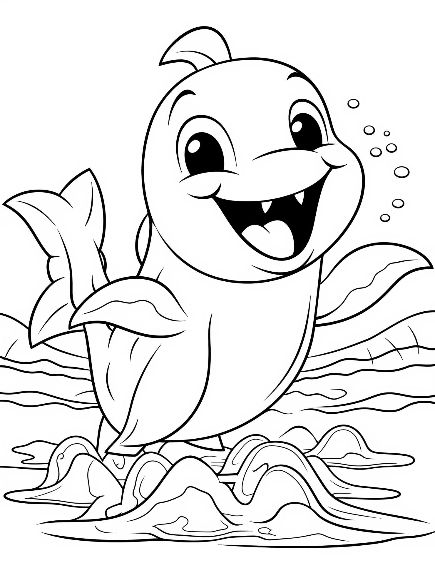 Whale for kids coloring page on white color background #33310
