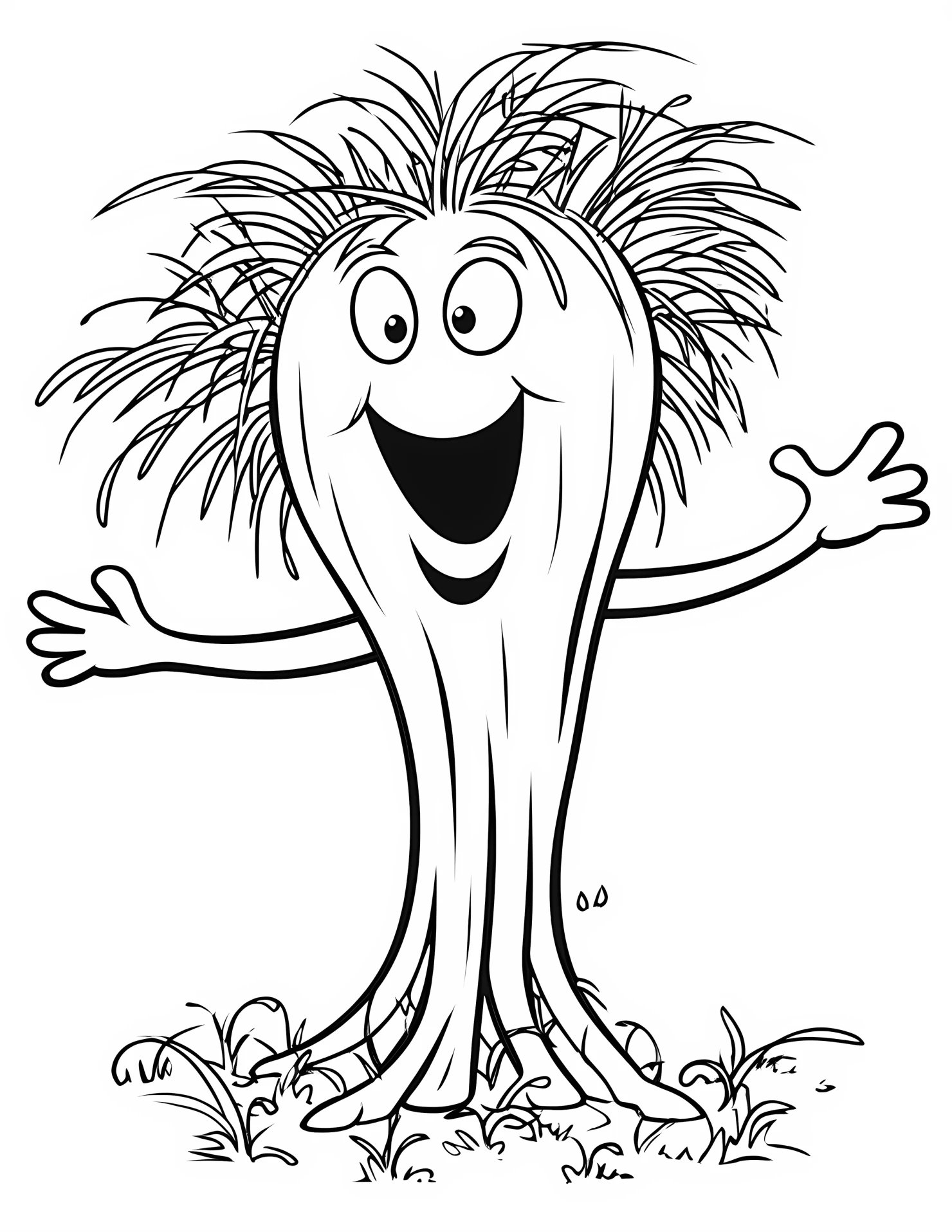 Willow tree for kids coloring page on white color background #33330