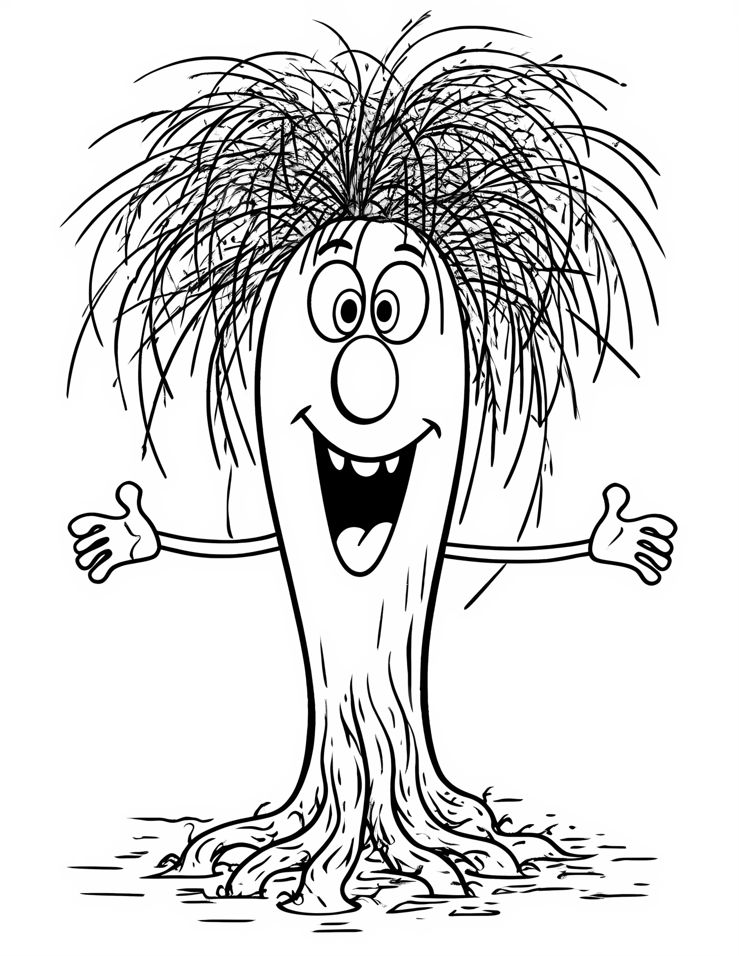 Willow tree for kids coloring page on white color background #33332