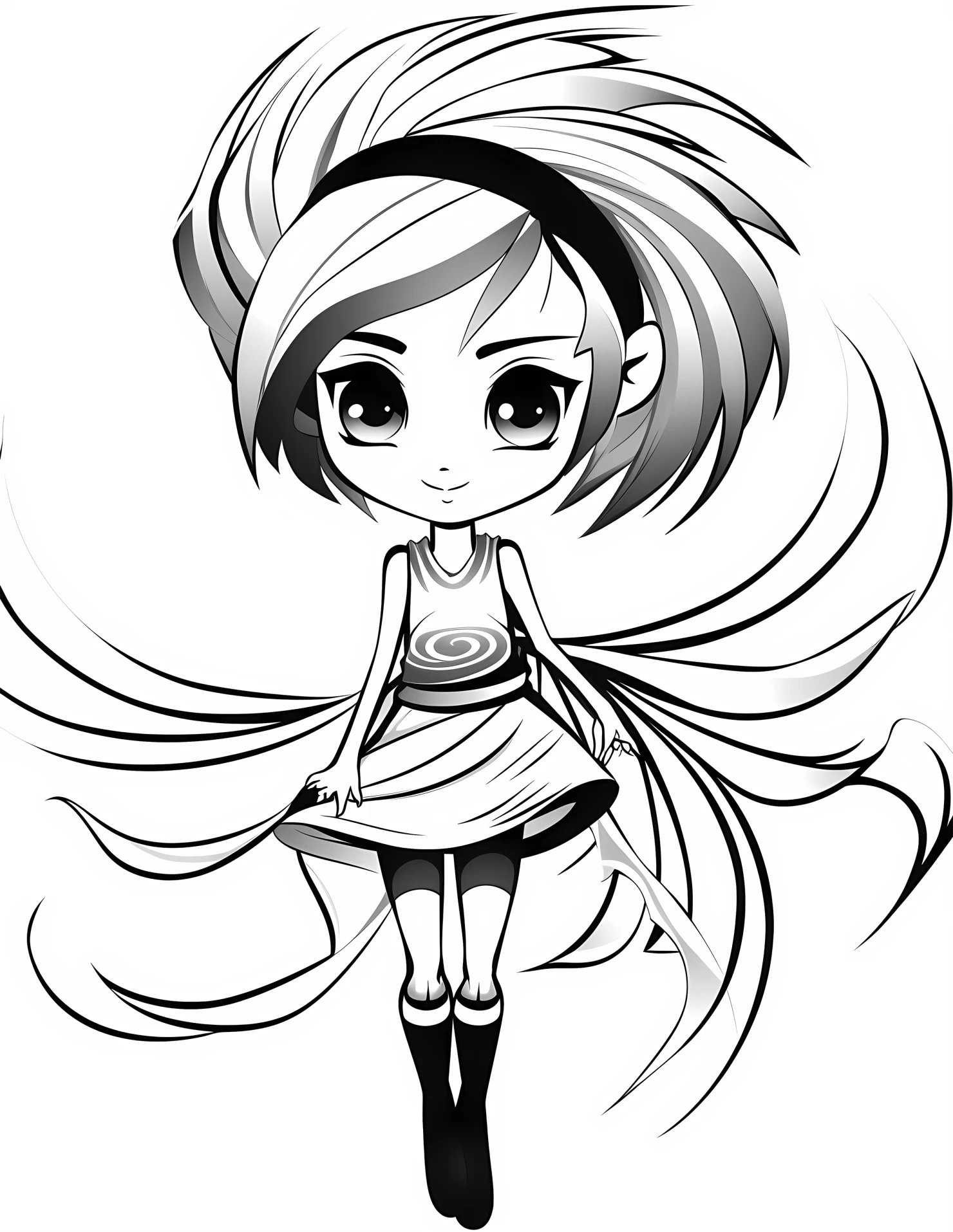 Wind fairy for kids coloring page on white color background #33334