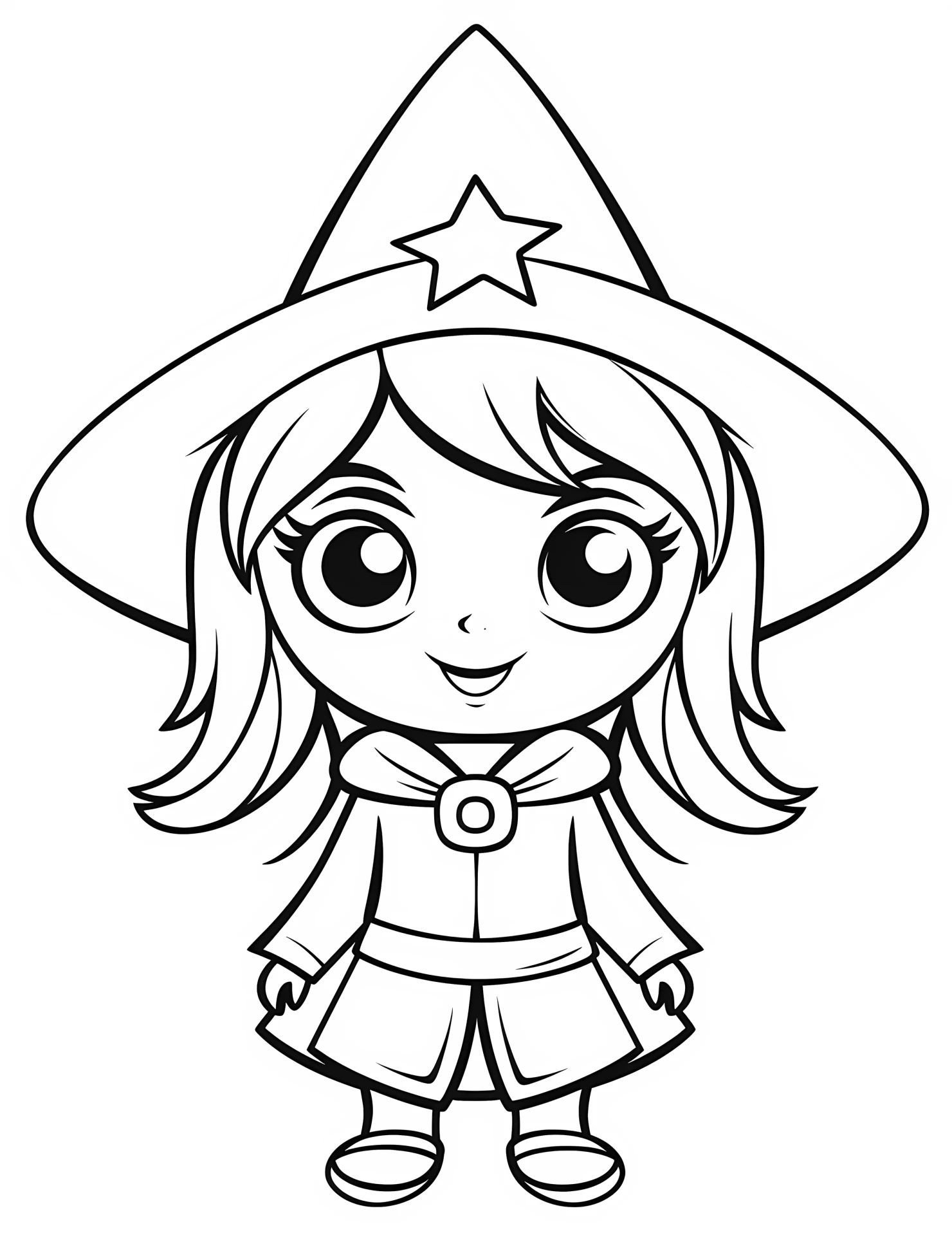 Witche for kids coloring page on white color background #33347