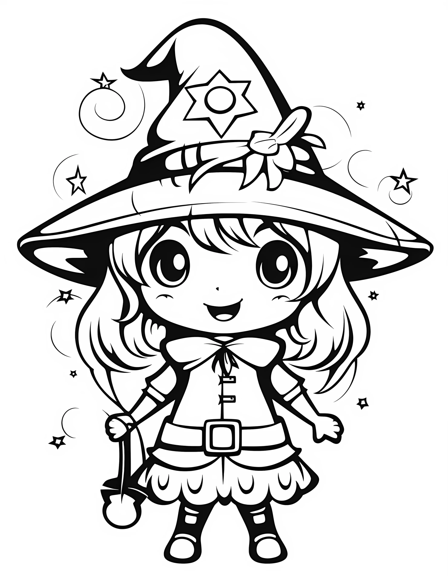 Witche for kids coloring page on white color background #33348