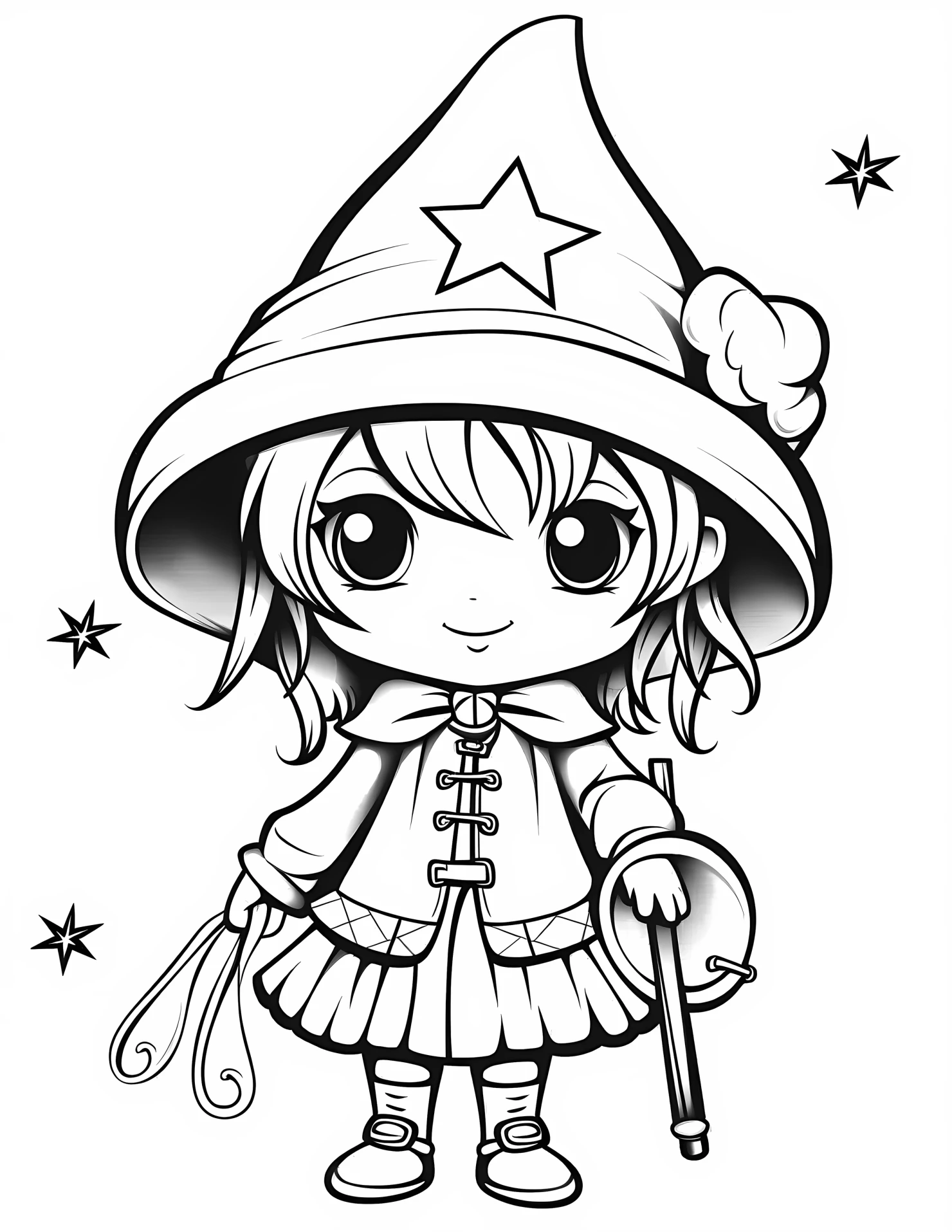 Witche for kids coloring page on white color background #33350