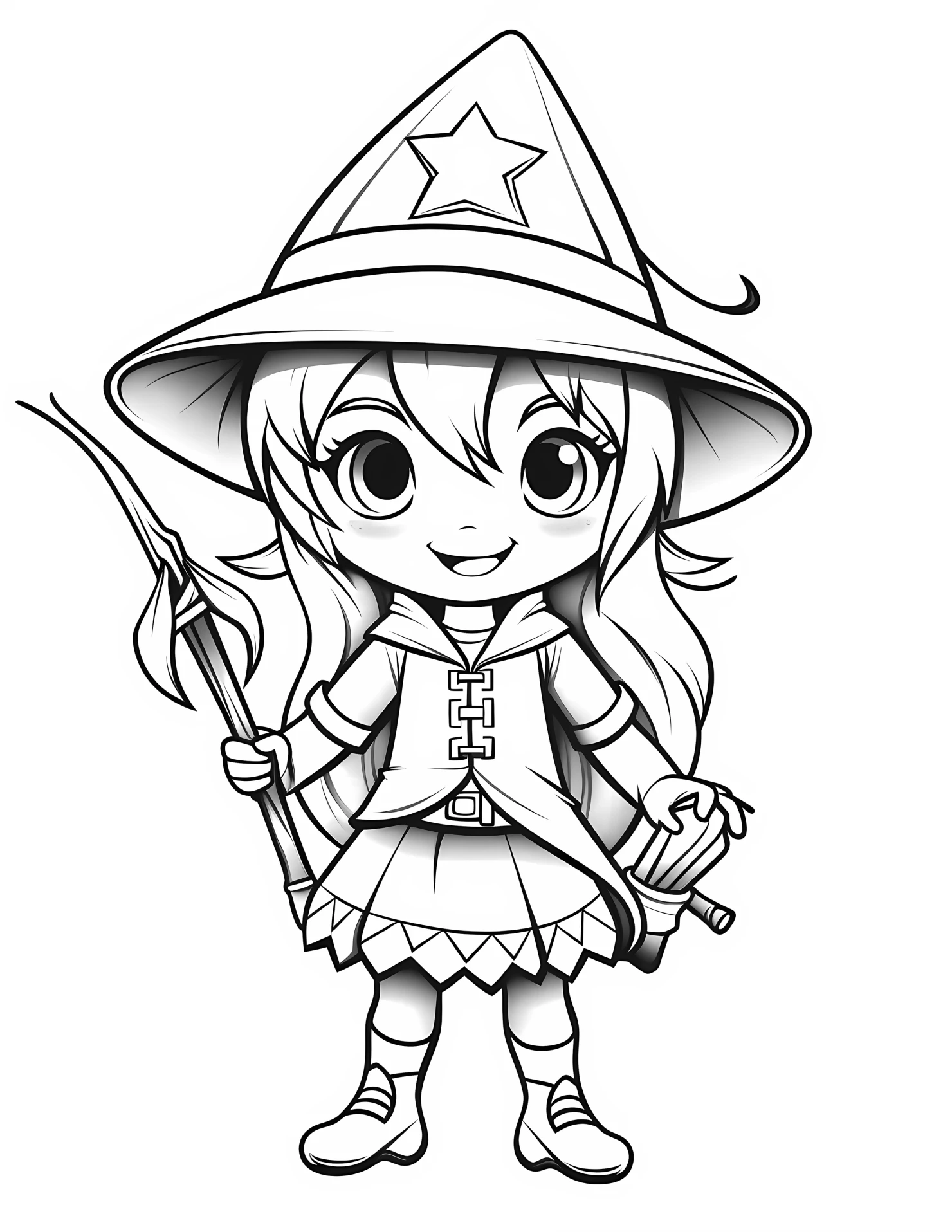 Witche for kids coloring page on white color background #33351