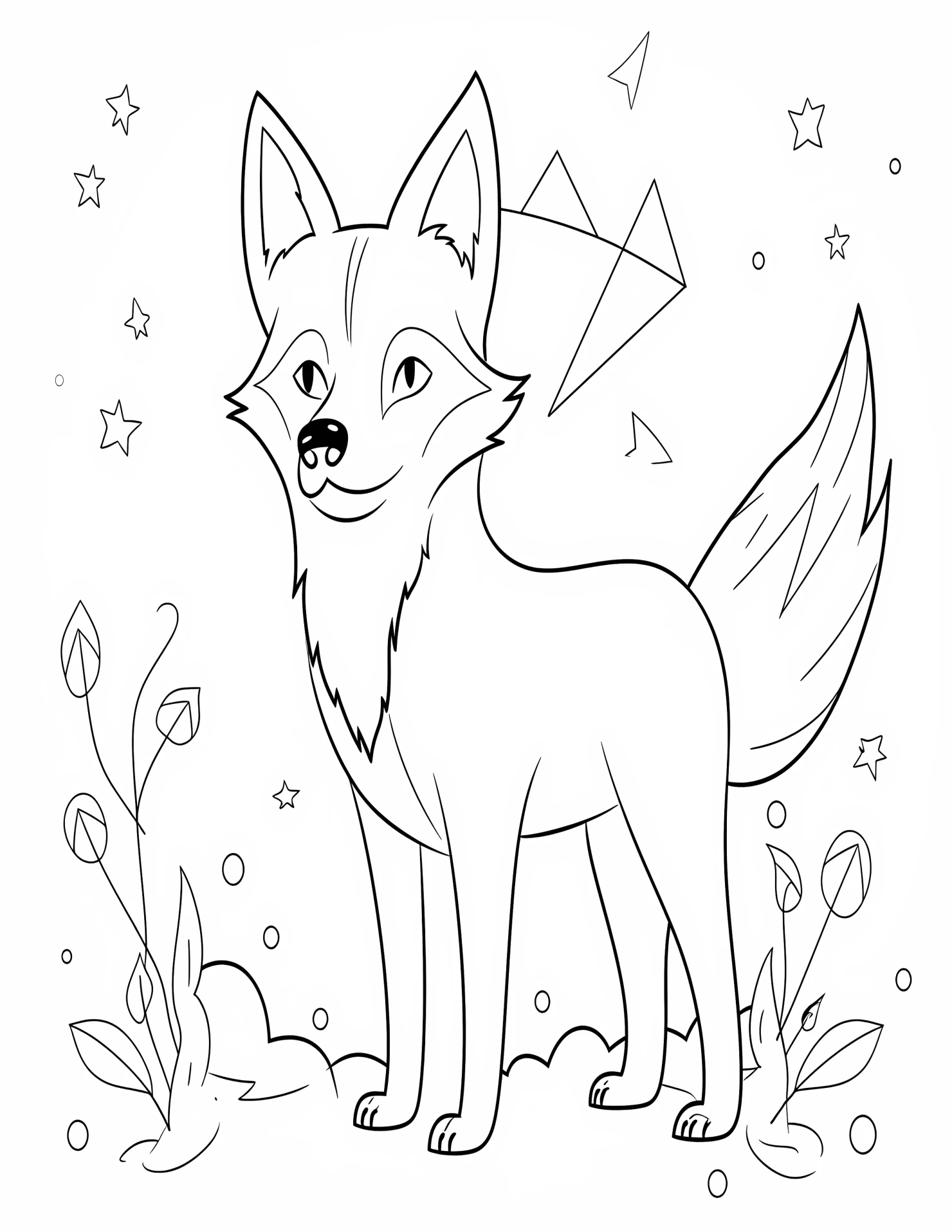 Wolf for kids coloring page on white color background #33353