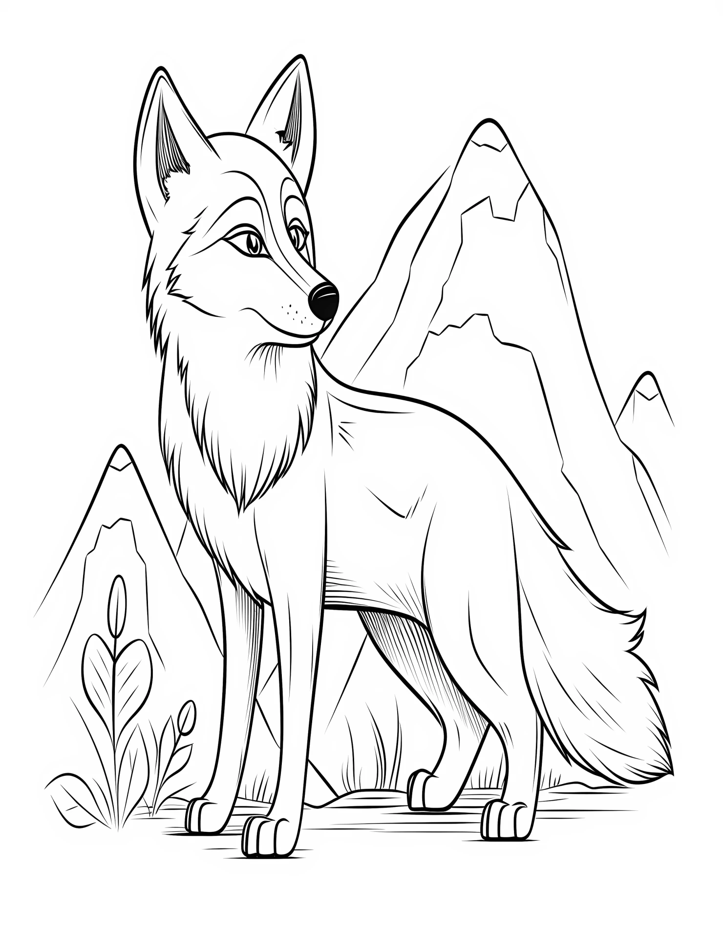 Wolf for kids coloring page on white color background #33355